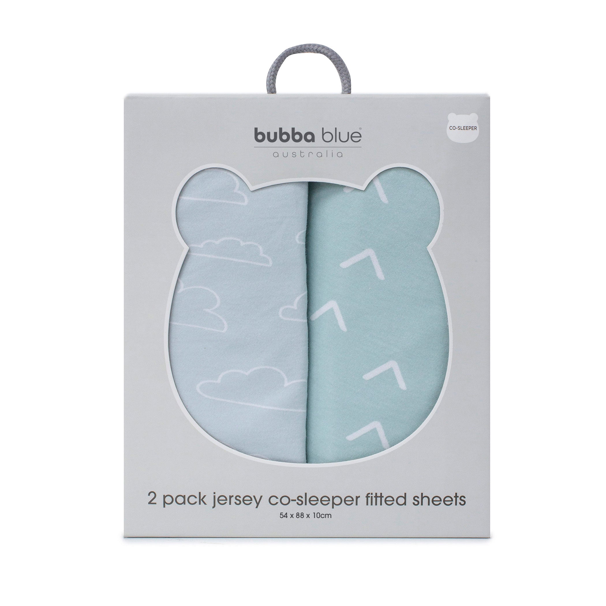 Nordic 2-Pack Jersey Cotton Co-Sleeper & Bedside Sleeper Fitted Sheets - Dusty Sky & Mint - Soft & Breathable for Baby Bassinet & Crib - Perfect for Nursery, Daycare & Travel
