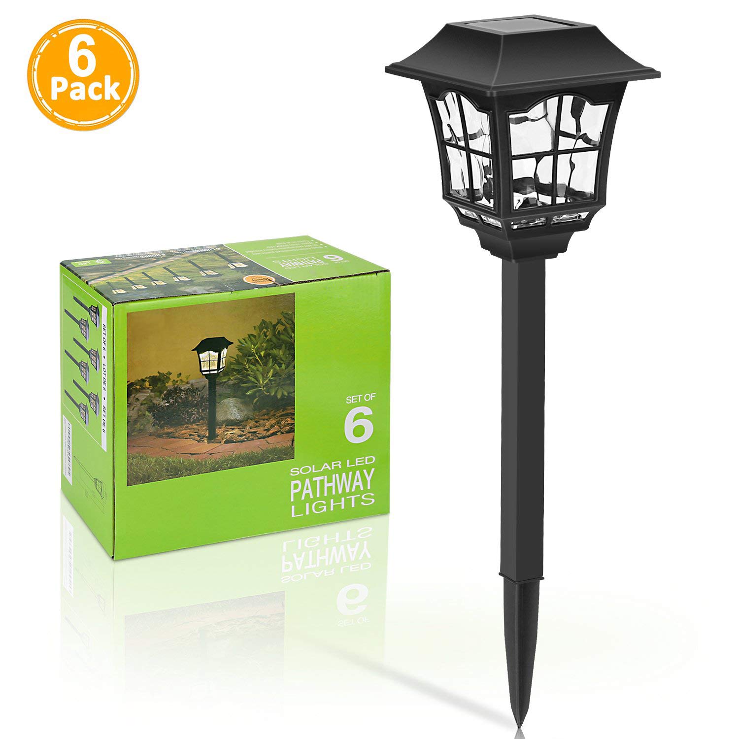 6 Pack Solar Pathway Lights Outdoor - Super Bright Waterproof & Corrosion Resistant Solar Garden Lights for Yard, Patio, Walkway, Driveway, Sidewalk, Lawn - Perfect for Landscape Lighting & Nighttime Safety