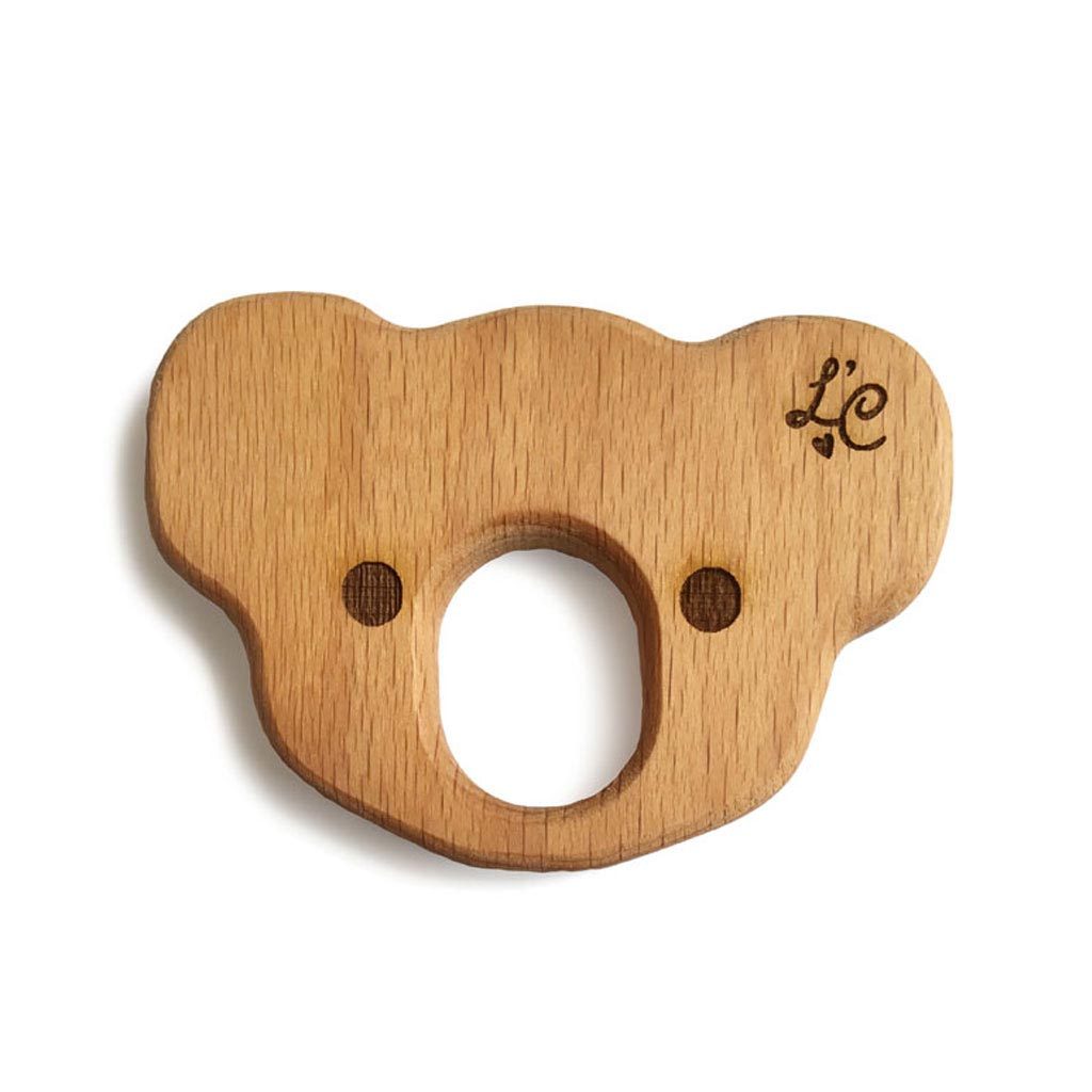 Organic Australian Wooden Teether Toy - Natural Koala Chew Toy for Babies & Toddlers - Safe & Non-Toxic for Soothing Sore Gums - Perfect for Teething Relief & Sensory Play