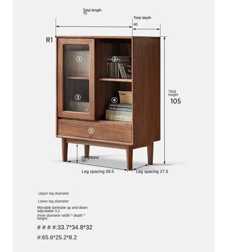 Premium Black Walnut Solid Wood Side Cabinet - North American FAS Grade Hardwood - Perfect for Living Room, Bedroom & Office Storage