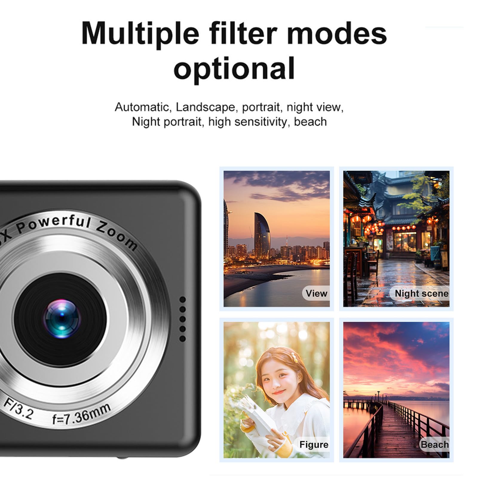 48MP 1080P HD Digital Camera with Electronic Stabilization & 16X Zoom - Portable CCD Camera for Travel, Vlogging, and Photography | Perfect for Beginners and Professionals