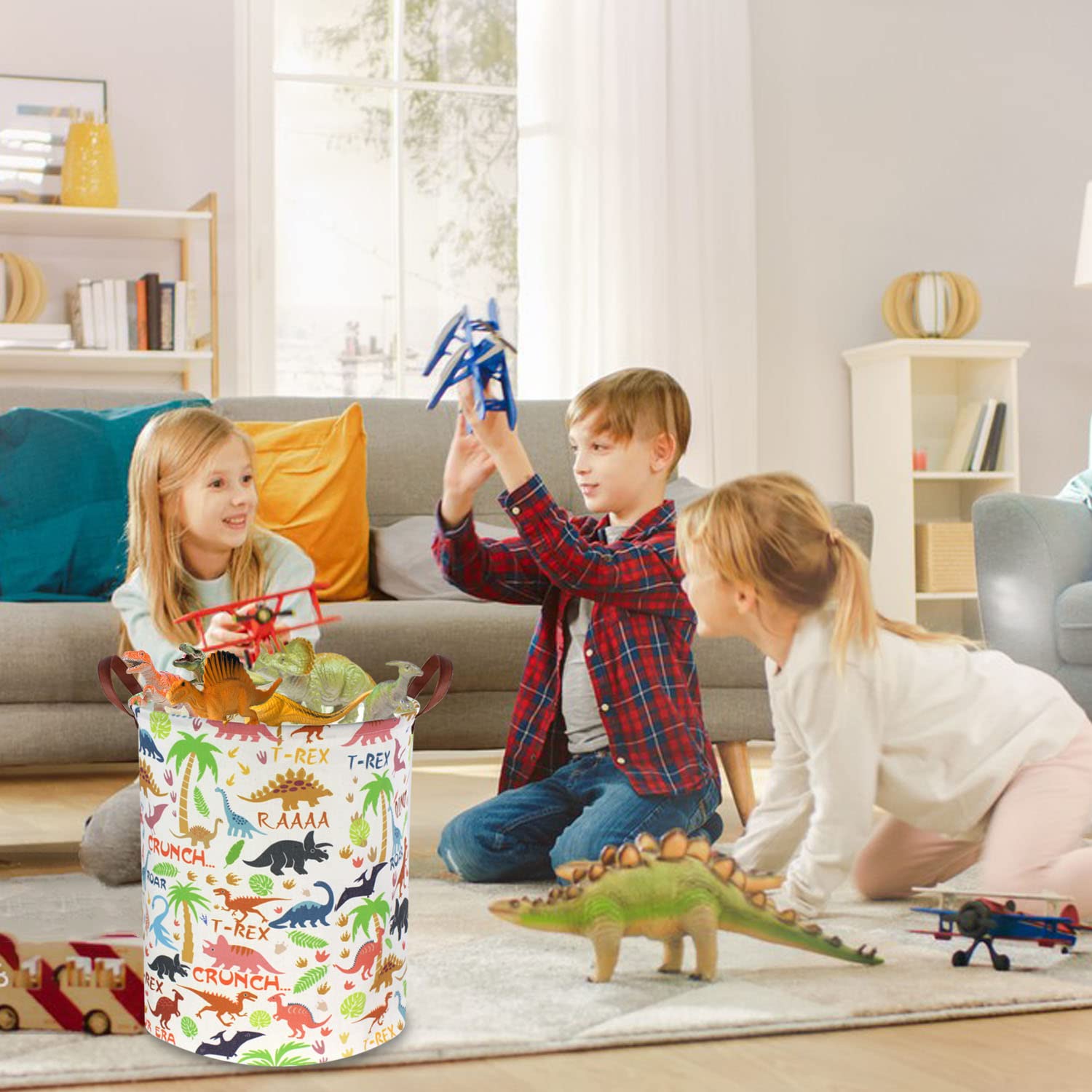 Large Storage Baskets for Nursery & Home - Collapsible Laundry Hamper, Toy Organizer Bin with Dinosaur Design | Perfect for Baby Clothes, Toys & Home Decor Organization