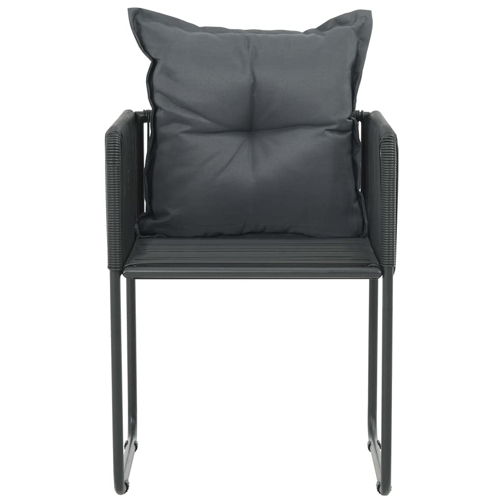 Modern Black Poly Rattan Outdoor Chairs Set of 6 with Cushions - Patio, Garden, Terrace Furniture for Relaxing & Entertaining