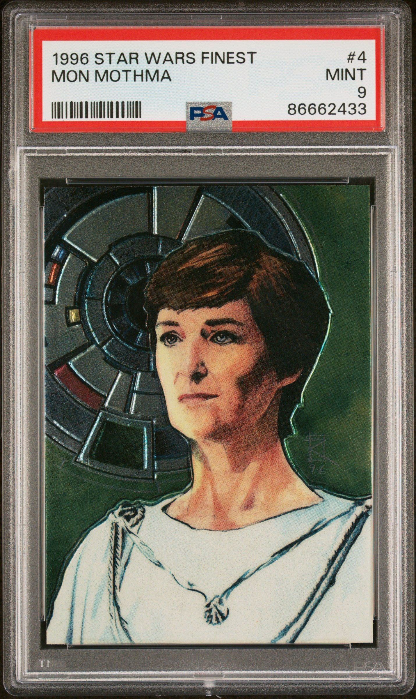 1996 Star Wars Finest Mon Mothma #4 PSA 9 Graded Trading Card - Rare Collectible for Fans & Investors | Perfect for Display, Gifts & Star Wars Memorabilia Collections