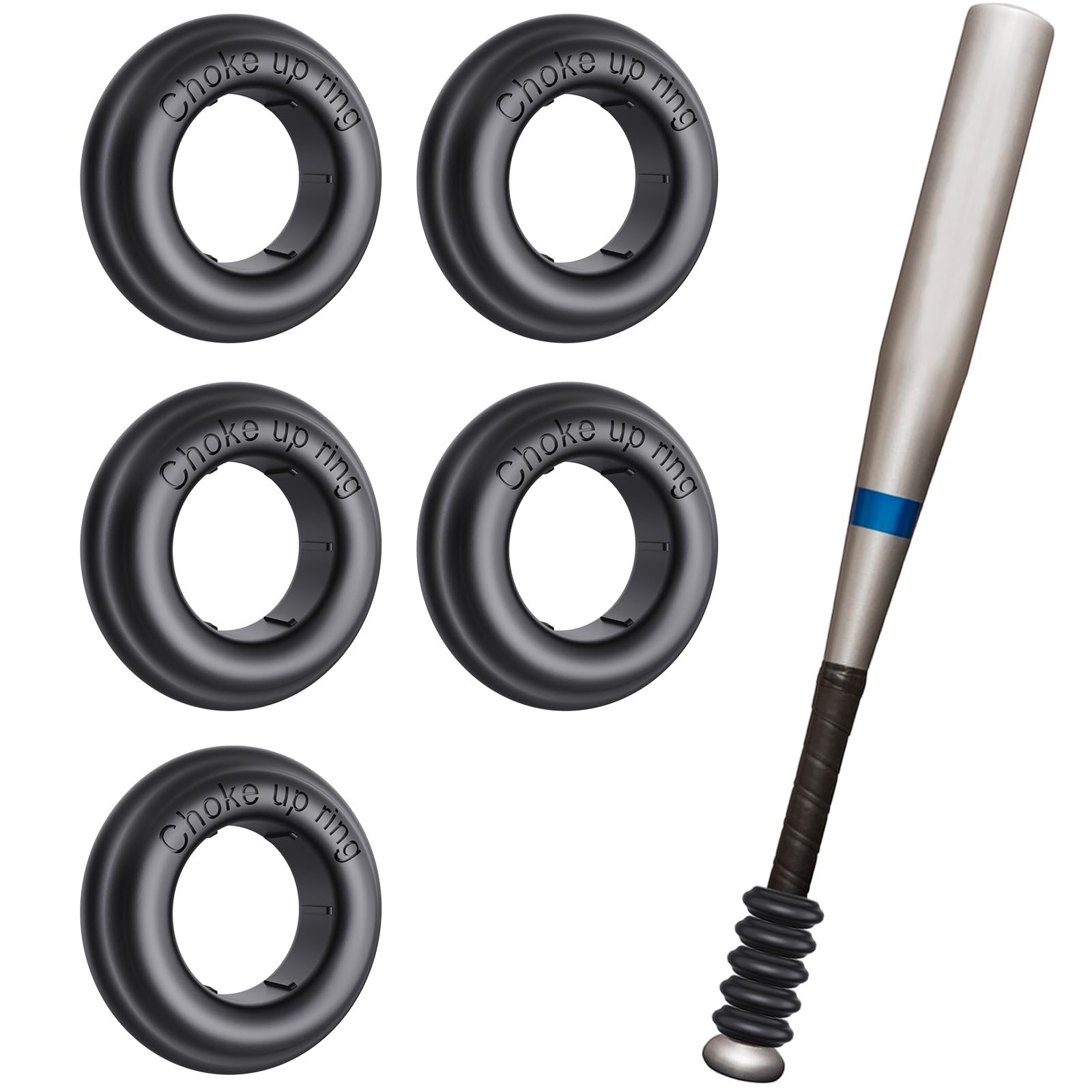 5-Pack Baseball Bat Grip Choke Up Rings - Non-Slip Batting Accessories for Baseball, Softball, Teeball & Tball - Improve Swing Control & Comfort - Perfect for Training, Games & Practice Sessions