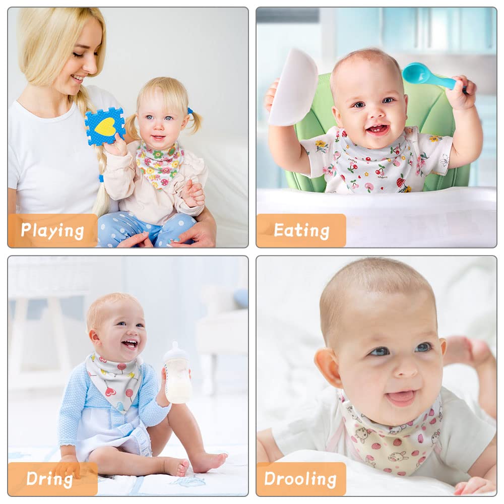 Vicloon 10 Pack Baby Bandana Dribble Bibs - Super Soft & Absorbent Drool Bibs for Teething Infants - Adjustable Snap Closures - Unisex Newborn & Toddler Bib Set - Perfect for Feeding, Playtime & Daily Outfits