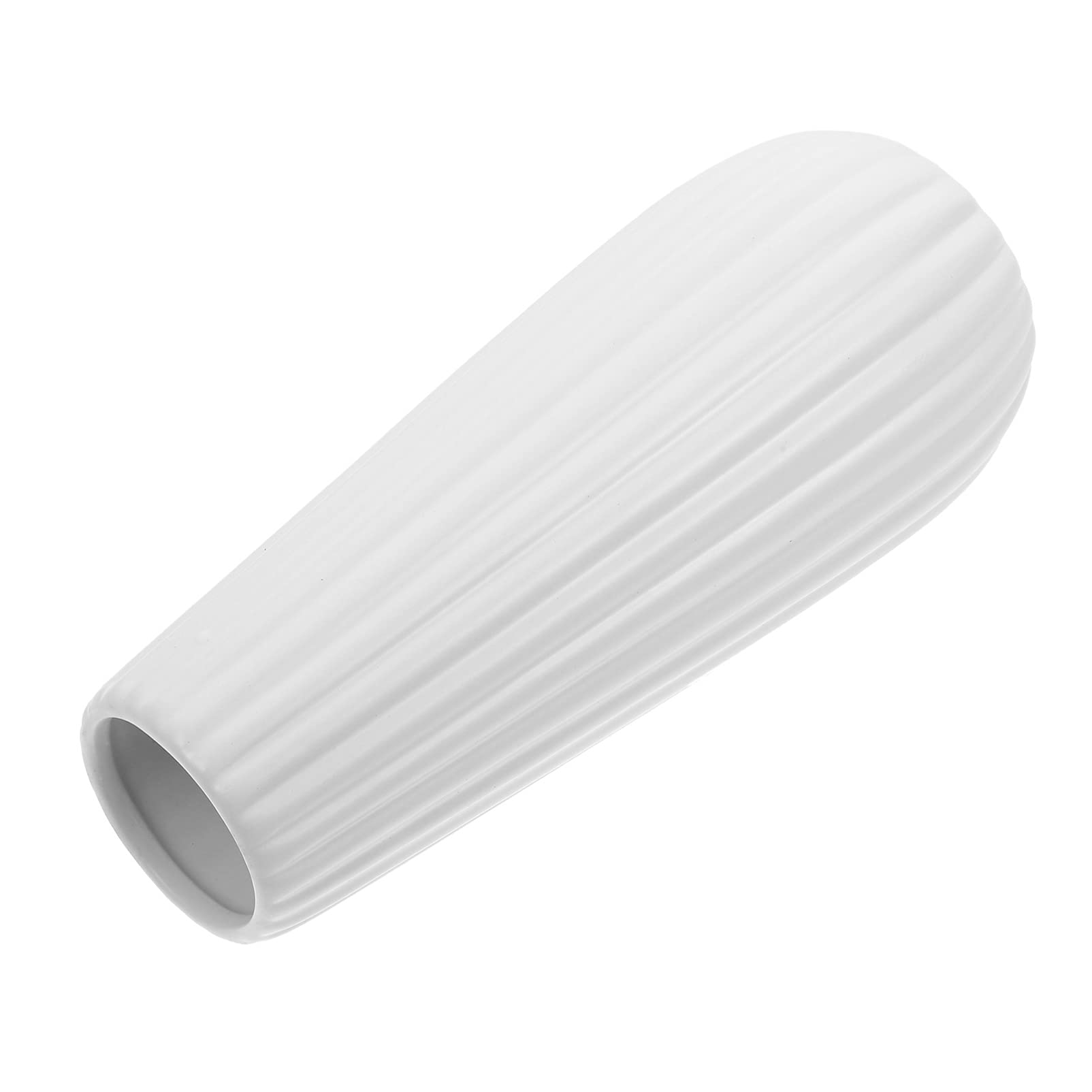 Happyyami Modern Ceramic Flower Vase - Matte White Ribbed Design for Flower Arrangements, Home Office & Garden Decor - Perfect for Centerpieces, Wedding Decor and Living Room Accents