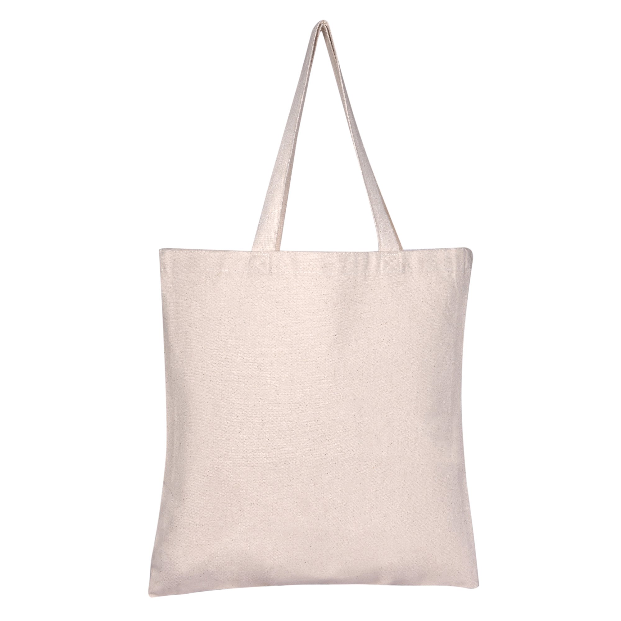 BagzDepot 12-Pack Customizable Canvas Tote Bags Bulk - 15X16 Inch Reusable Grocery Shopping Bags for Stores, Events & Crafts - Natural Cotton Eco-Friendly Totes for Retail, Farmers Market & DIY Projects