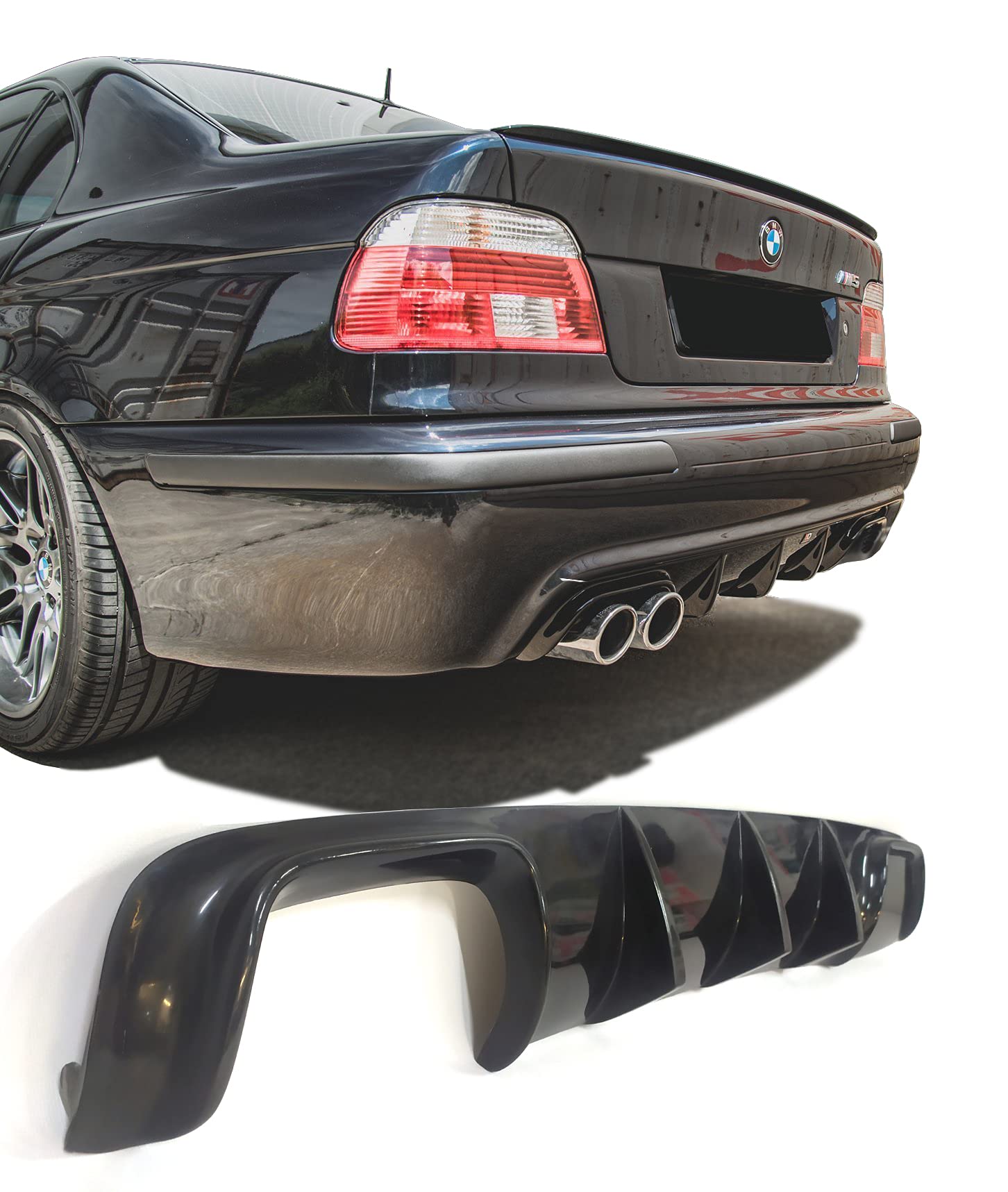 Hamann Style Rear Bumper Diffuser Lip Splitter with Exhaust for BMW E39 M5 Series - Enhance Aerodynamics & Sporty Look for Street Racing & Car Shows