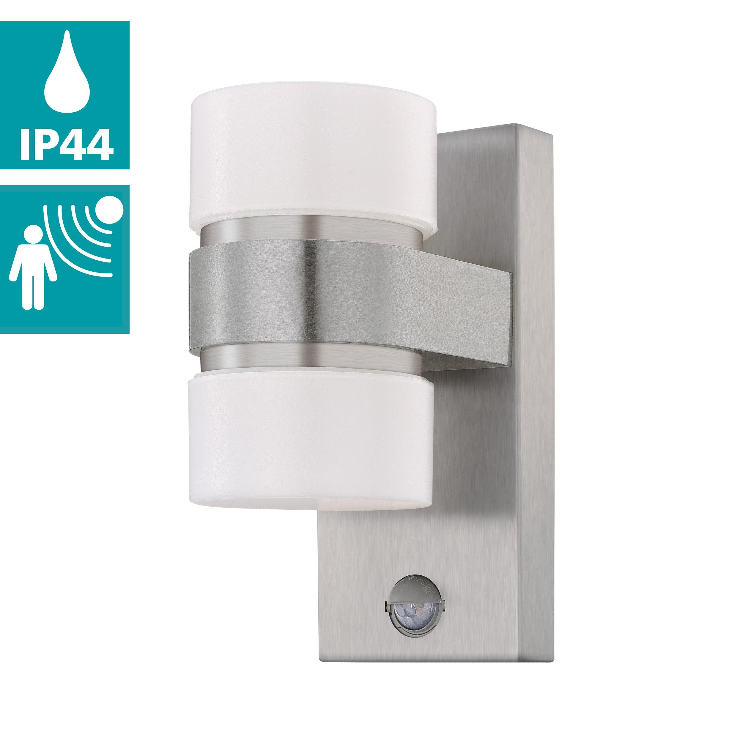Eglo Atollari Stainless Steel LED Outdoor PIR Motion Sensor Wall Light - IP44 Waterproof - Perfect for Patio, Garden, and Driveway Security Lighting