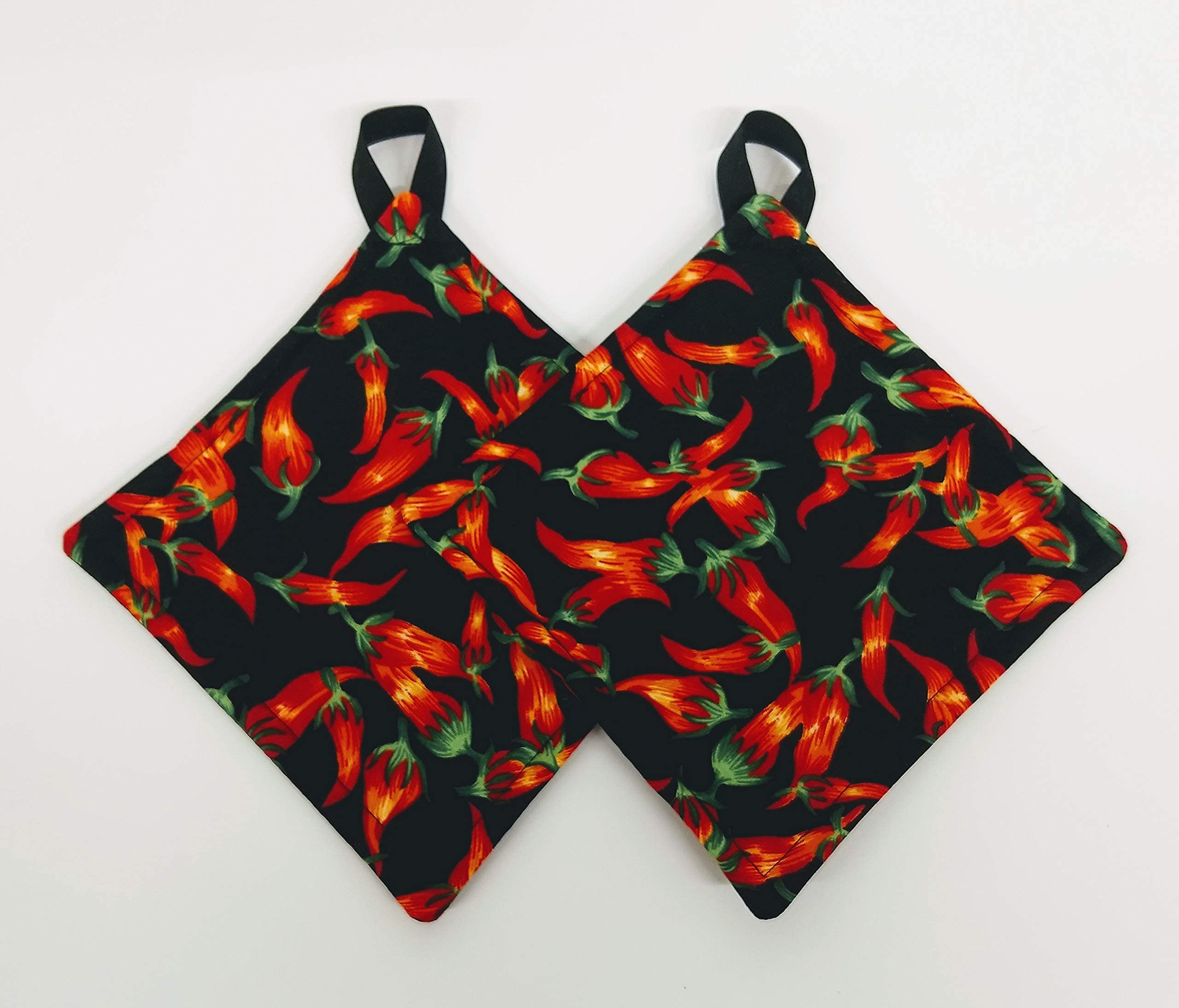 Red Chili Pepper Print Pot Holder Set - Heat Resistant Kitchen Oven Mitts for Cooking, Baking & Grilling - Perfect for Hot Pans, Baking Sheets & Stovetop Use