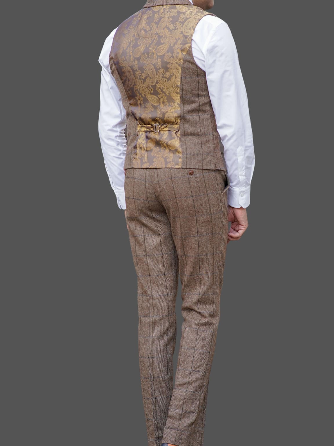 Barucci Marcus Men's Vintage Brown 3 Piece Tweed Suit - Classic Formal Wear for Weddings, Business Meetings & Special Occasions