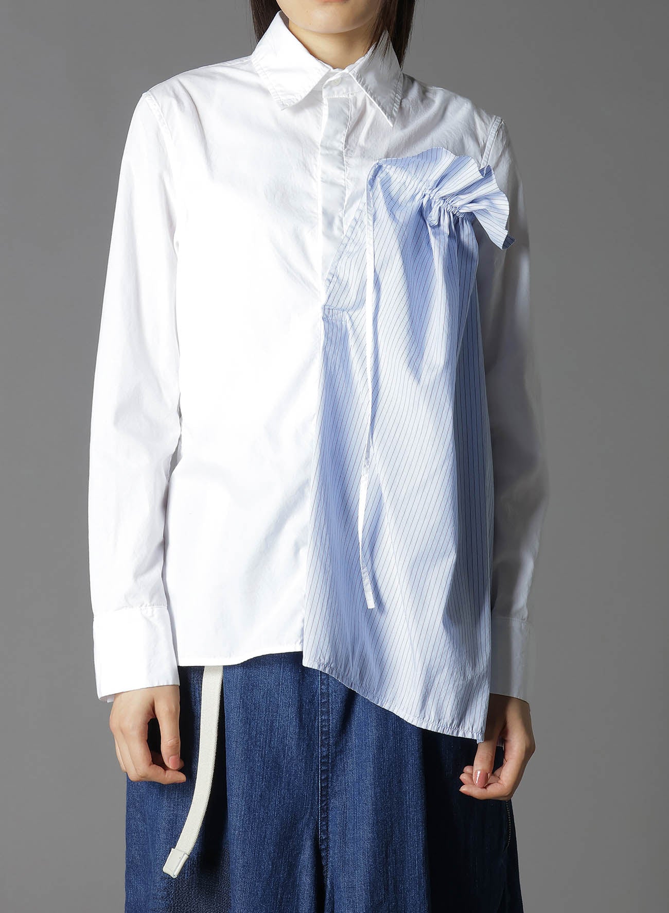 Cotton Broad Stripe Switching Gather Shirts for Women - Casual & Office Wear - Comfortable & Stylish Blouse for Everyday Outfits