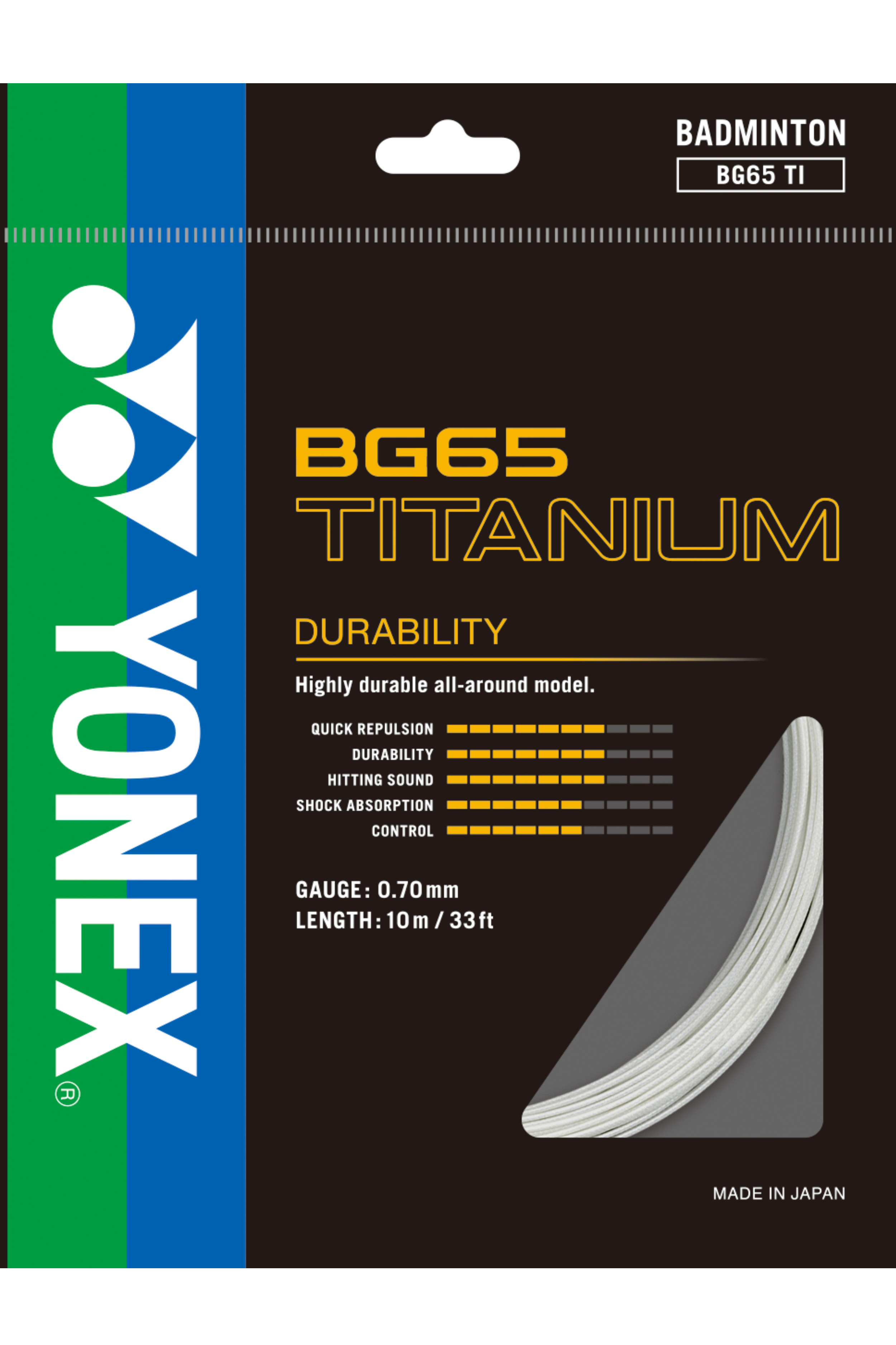 Yonex BG 65 TI Badminton String - High Performance Badminton Racket String for Professional & Recreational Players - Perfect for Tournaments & Casual Play