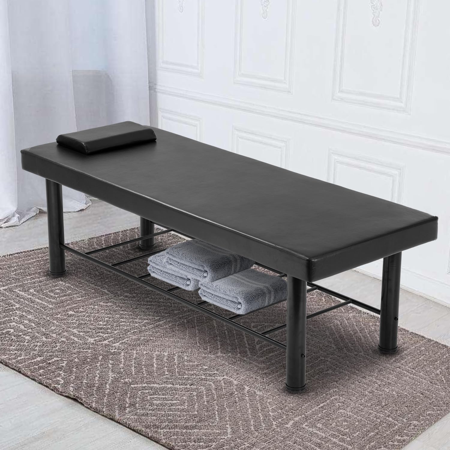 Professional FDW Massage Table 75x30 Inches - Heavy Duty PU Leather Spa Bed with Metal Frame & Pillow - Physical Therapy, Salon & Medical Recovery Massage Bed - Perfect for Clinics, Spas & Home Use