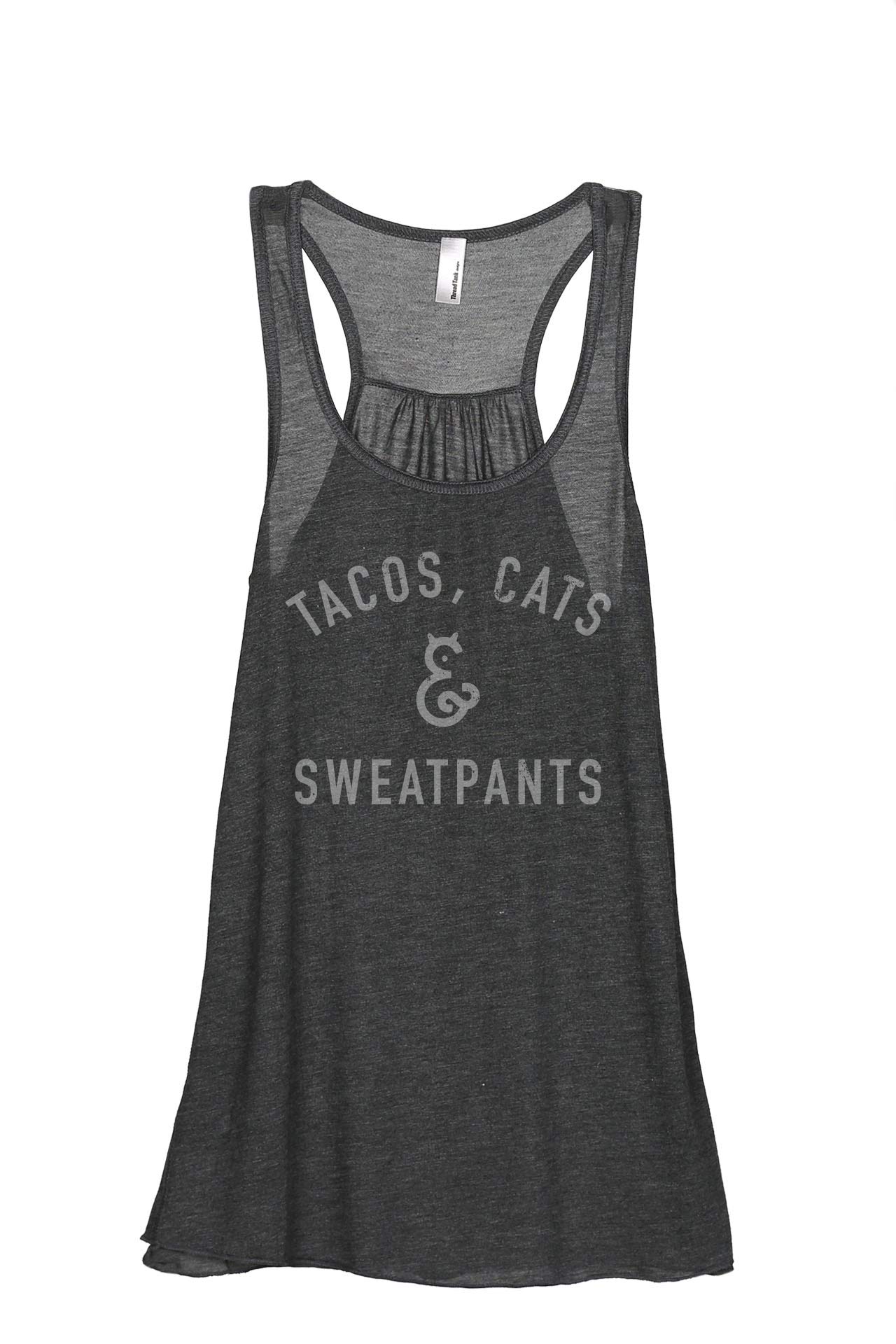 Women's Sleeveless Flowy Racerback Tank Top - Casual Summer T-Shirt for Yoga, Running & Beach Wear | Cute Cat & Taco Print Fashion Top
