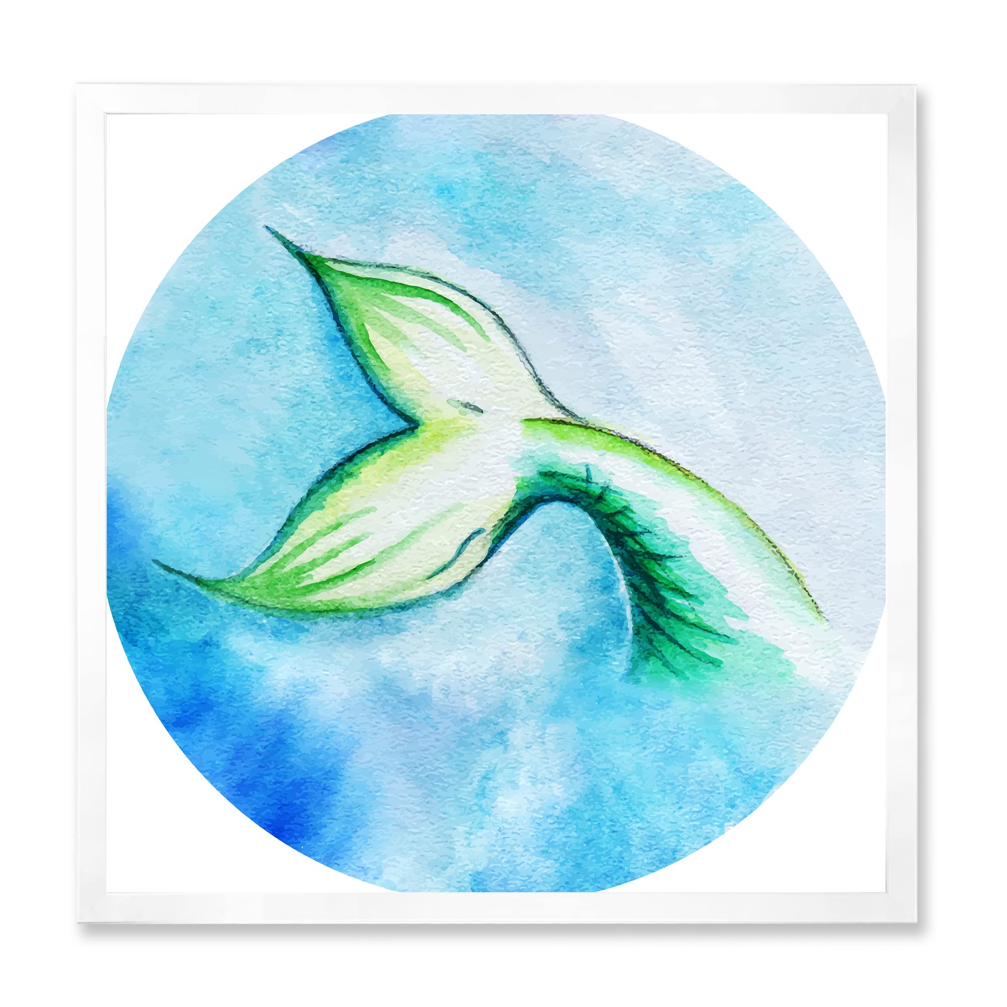 Mermaid Fish Tail Coastal Framed Wall Art - Ocean Themed Beach House Decor for Living Room, Bedroom & Bathroom | Nautical Wall Decor for Seaside Themed Rooms, Vacation Rentals & Beachfront Homes | Perfect for Coastal Living Spaces, Ocean-Inspired Interiors & Beach Decor | Great Gift for Beach Lovers | Ideal for Home, Office, Airbnb & Coastal Getaways | Enhance Your Beach-Themed Living Room, Bedroom, or Vacation Rental Decor