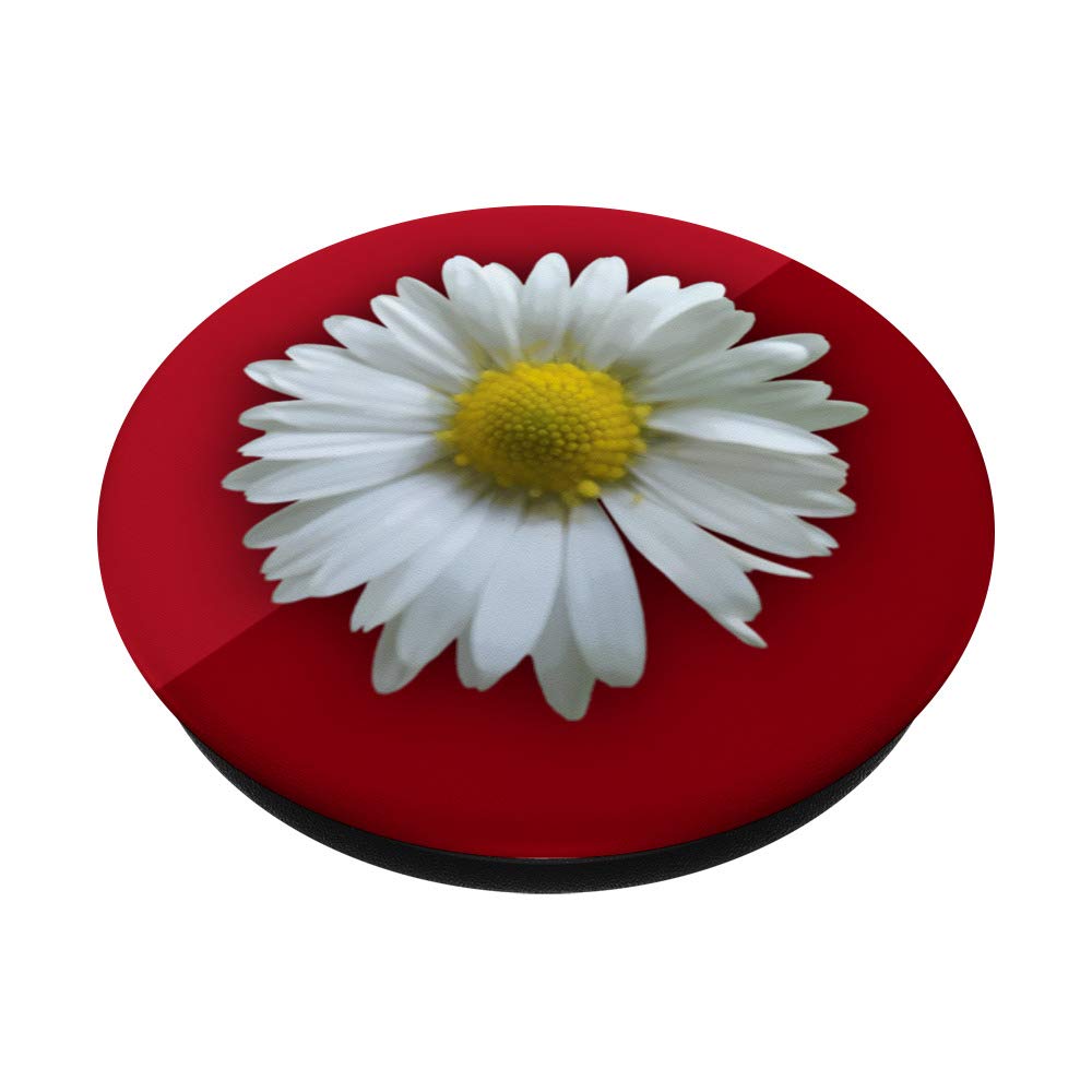 Daisy Grip White Flower Red Design - Floral PopSocket Stand for Phones & Tablets | Perfect for Travel, Work, and Everyday Use