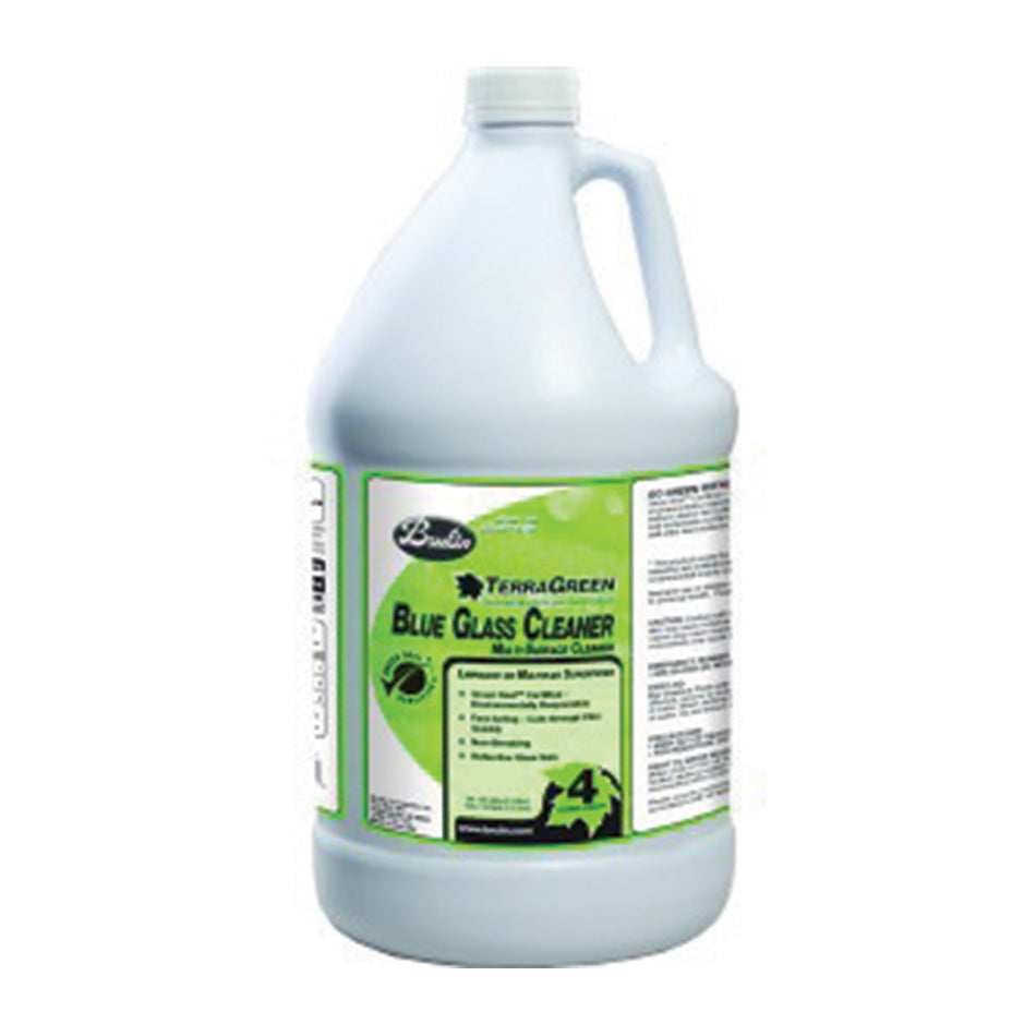 TerraGreen Blue Glass Cleaner Ready-to-Use (RTU) - 1 Gallon Bottles (4-Pack Case) - Streak-Free Cleaning for Windows, Mirrors & Glass Surfaces at Home or Office