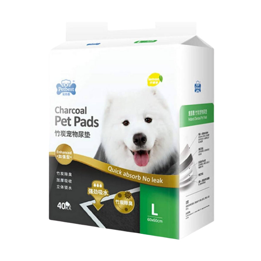 PETBEST Lemon & Charcoal Scented Dog Pee Pads - Ultra Absorbent, Leak Proof Puppy Training Pads (S/M/L/XL) - Ideal for Housebreaking, Crate Training & Senior Dogs with Incontinence