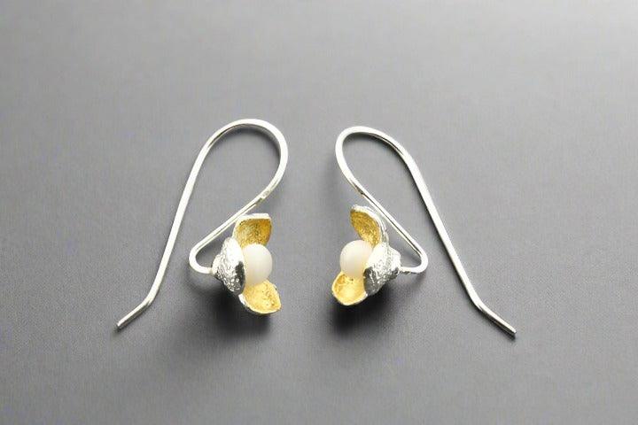 Elegant Mariposa Pearl Earrings in Sterling Silver & Gold - Perfect for Weddings, Parties & Special Occasions