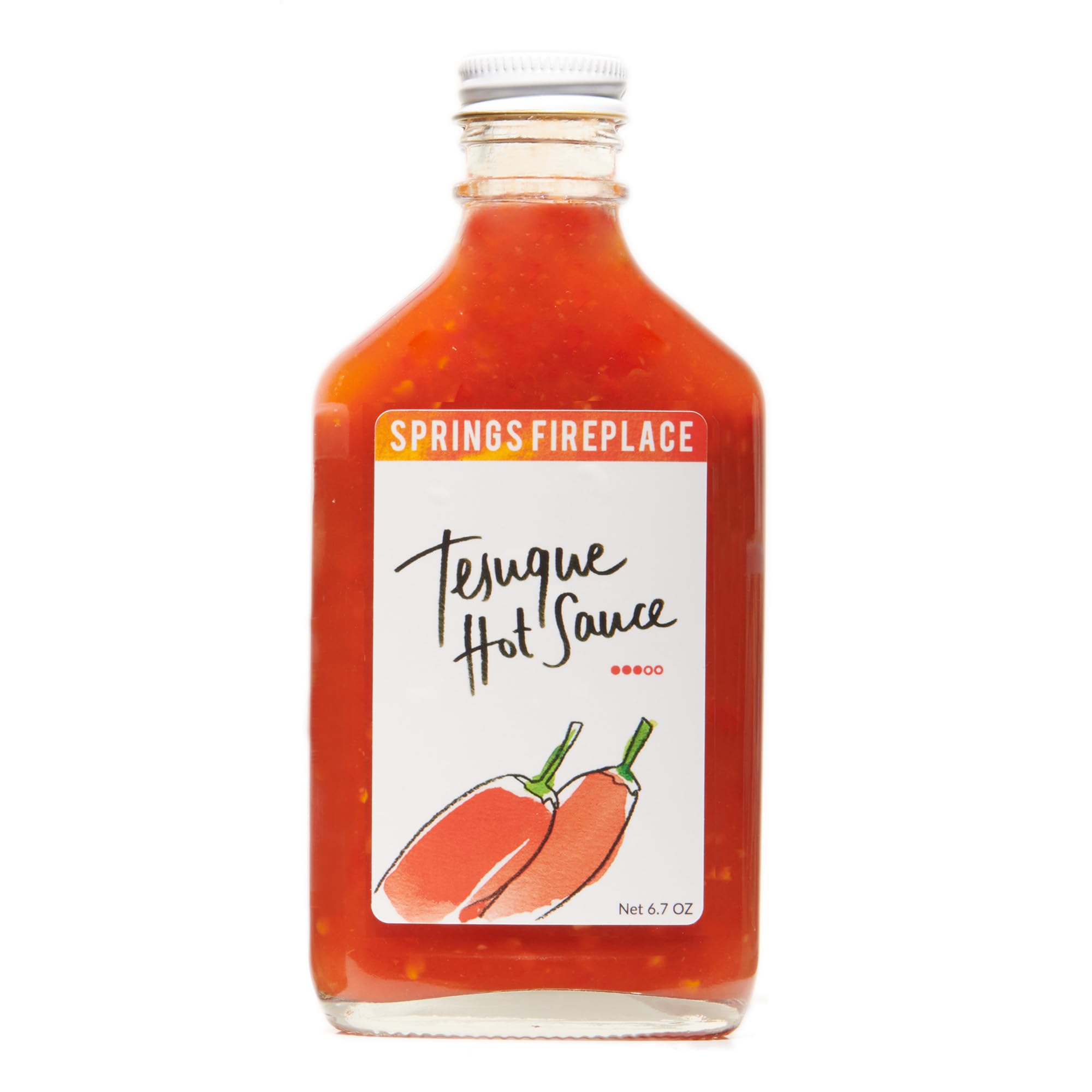 Tesuque Hot Sauce - Small Batch, All Natural, Gluten Free, Low Sugar, Medium Heat - Made with Rare Red Peppers - 6.7oz (200ml) - Perfect for Marinades, Tacos, Burgers & Everyday Meals