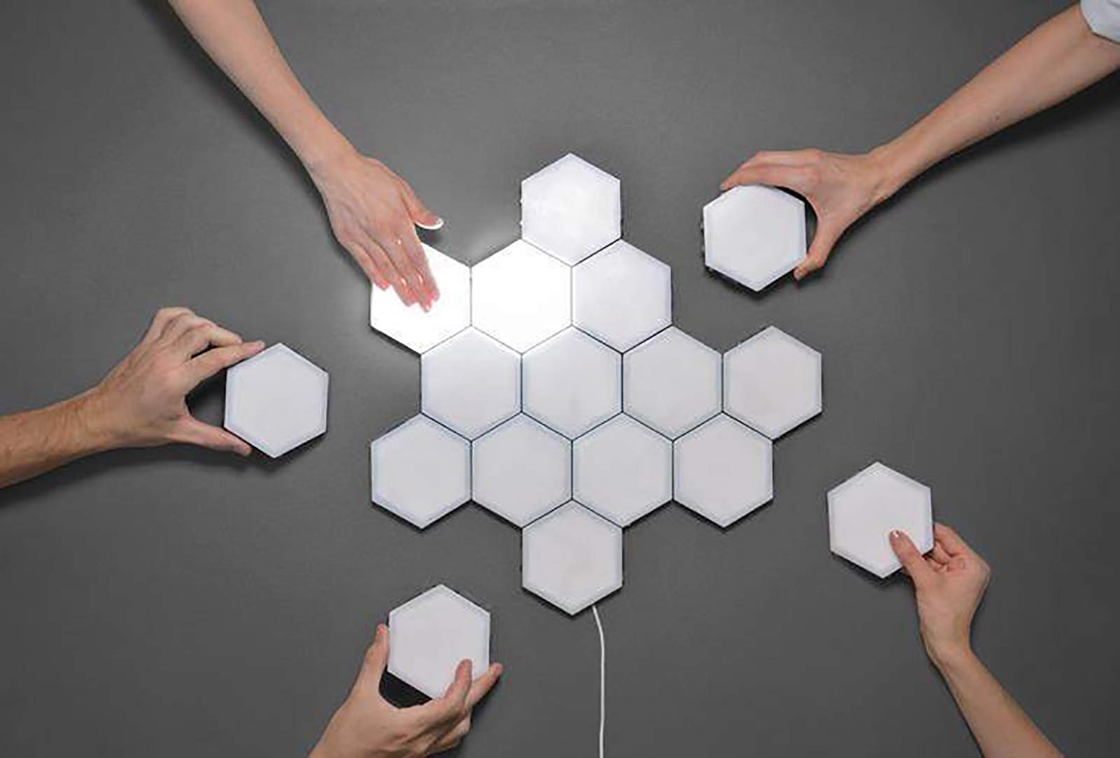 Hexagonal Smart LED Wall Light Panels - Modular Touch Sensitive Honeycomb Design for Home Decoration (Set of 10) | Perfect for Living Room, Bedroom & Office Ambient Lighting