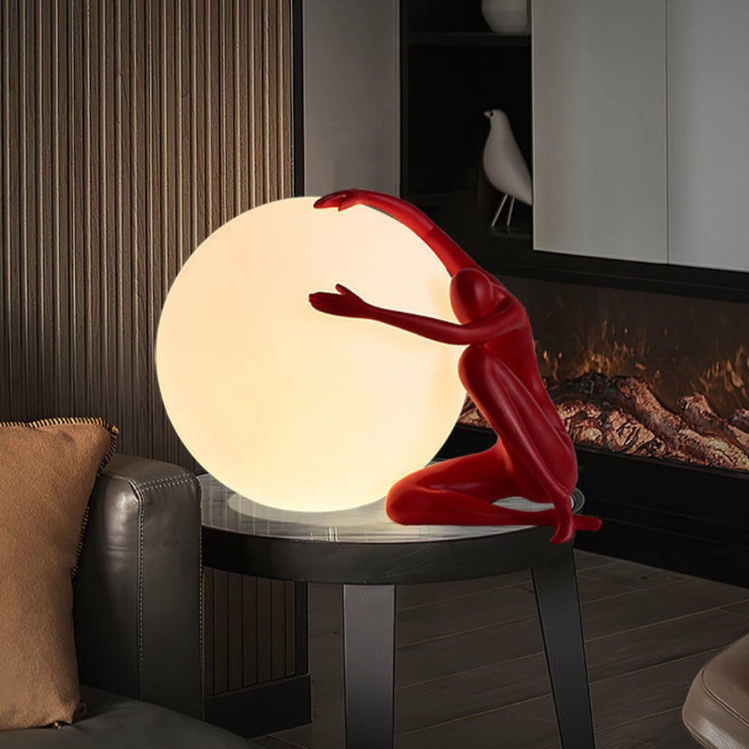 Humanoid Ball Holding Table Lamp - Modern LED Desk Light for Home Office, Bedroom & Study Room - Perfect for Reading, Working & Decor