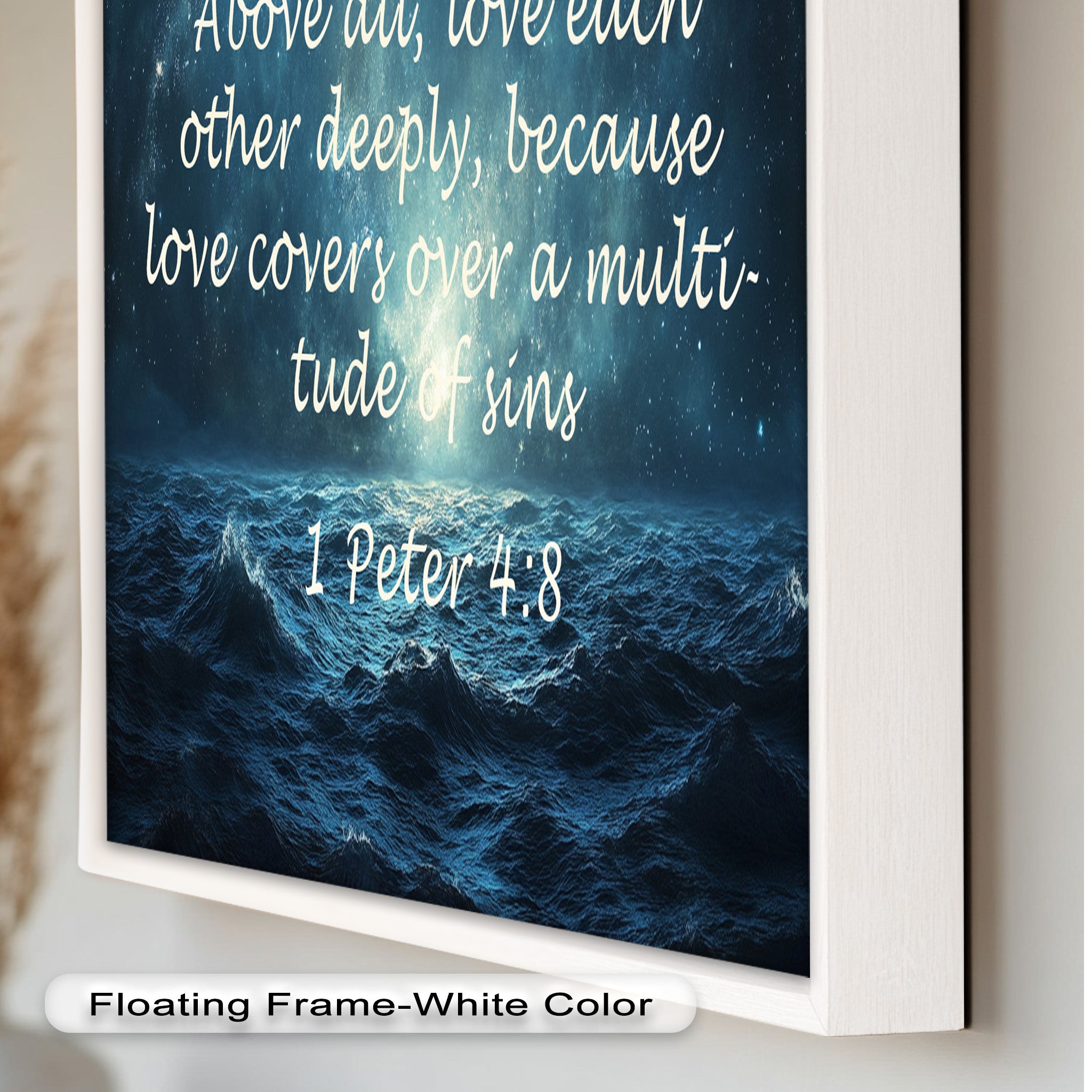 1 Peter 4:8 Love and Forgiveness Bible Verse Oil Painting - Christian Home Decor, Religious Wall Art, Gift for Baptism & Weddings