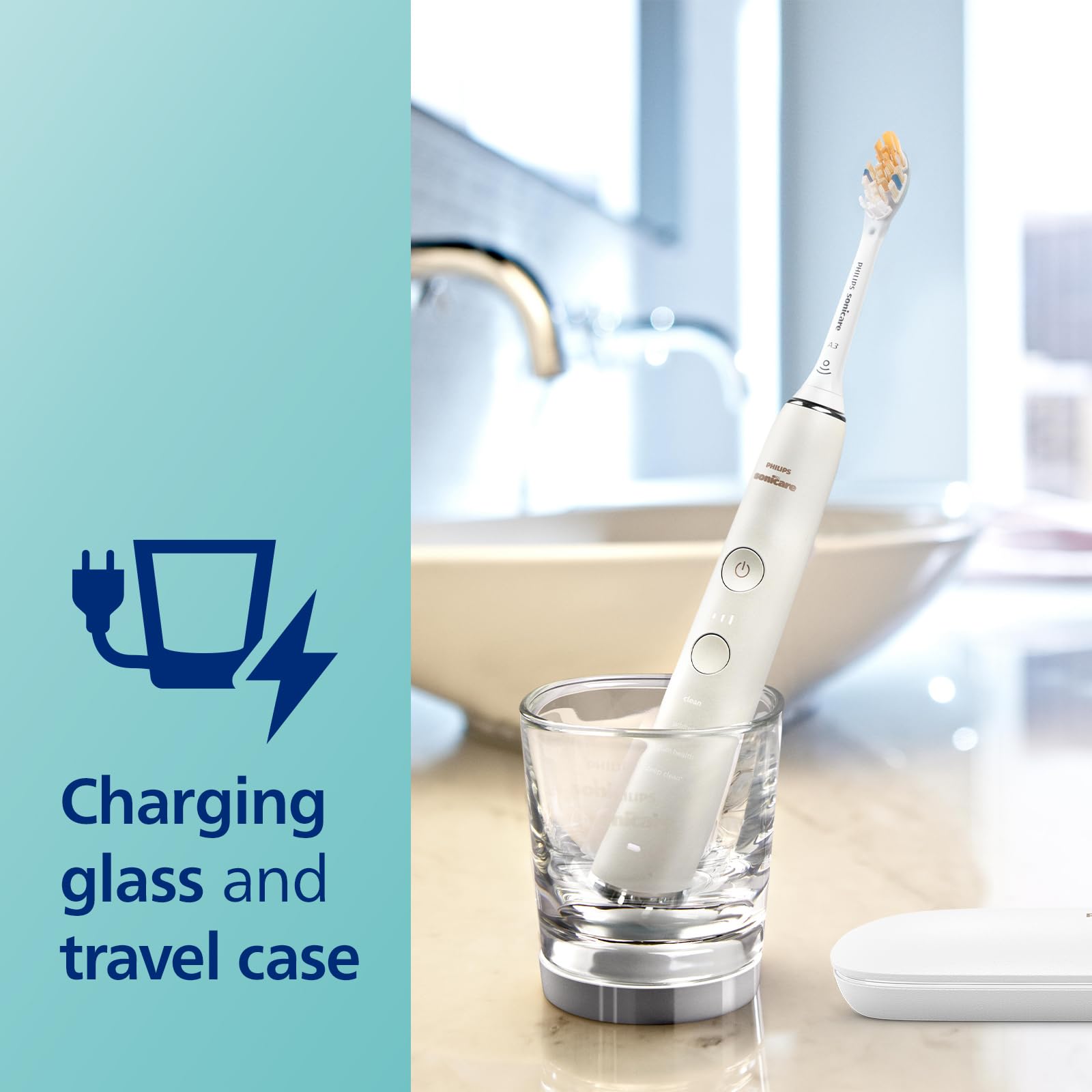 Philips Sonicare DiamondClean Smart 9300 Electric Toothbrush - Sonic Toothbrush with Bluetooth App, Pressure Sensor & Smart Brush Head Detection, 4 Modes & 3 Intensity Levels (White, HX9903/05) for Professional Dental Care & Teeth Whitening at Home