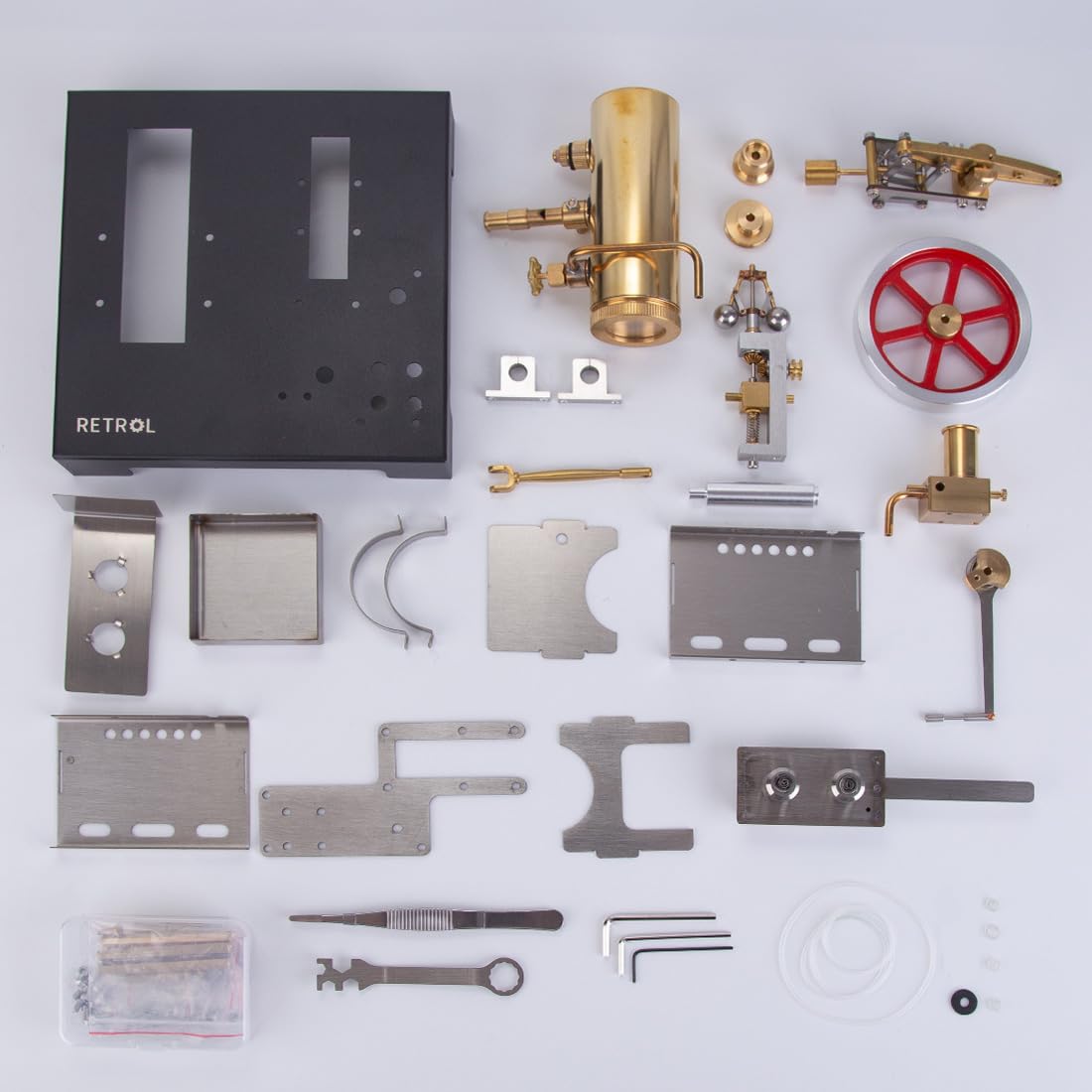 FunXylophy Full Metal DIY Steam Engine Model Kit - Mini Stationary Beam Steam Engine with Horizontal Boiler & Centrifugal Governor (85PCS) - Perfect for STEM Education, Science Experiments & 2024 Christmas Gifts