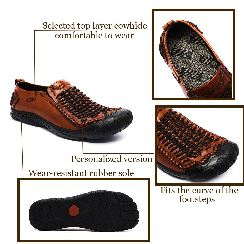 Men's Retro Leather Casual Shoes - Comfortable Lightweight Sneakers Loafers for Walking, Driving & Biking | Perfect for Daily Wear, Travel & Outdoor Activities