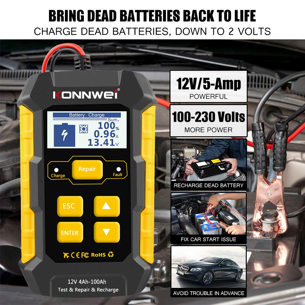 KW850 OBD2 Scanner & KW510 Battery Charger Tester - Professional Car Diagnostic Tool & 12V Auto Battery Tester - Perfect for Mechanics, DIY Enthusiasts & Home Garage Use