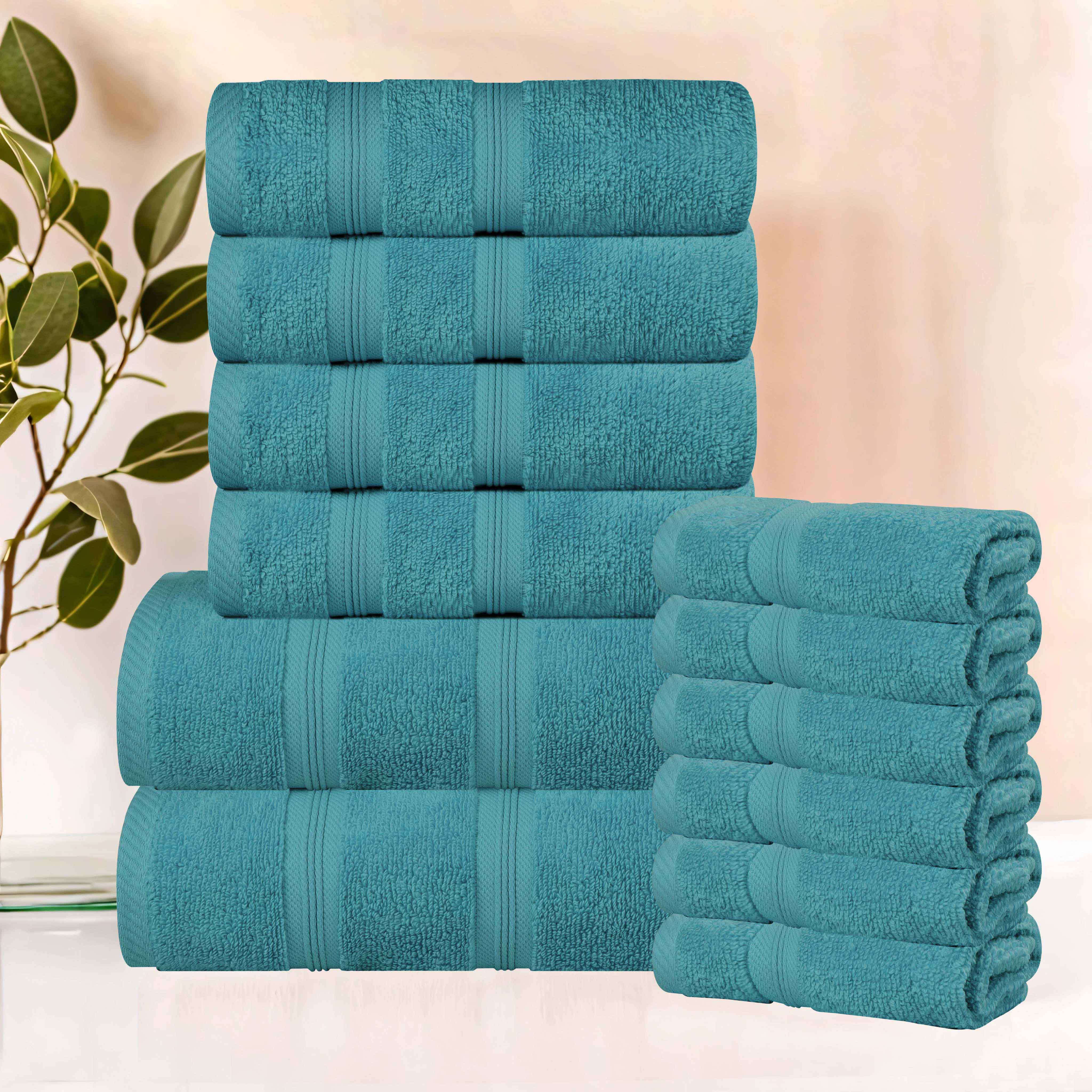 Premium 12-Piece Smart Dry Zero Twist Cotton Towel Set - Ultra Soft, Absorbent & Quick-Drying Bath Towels for Spa, Gym & Luxury Home Use