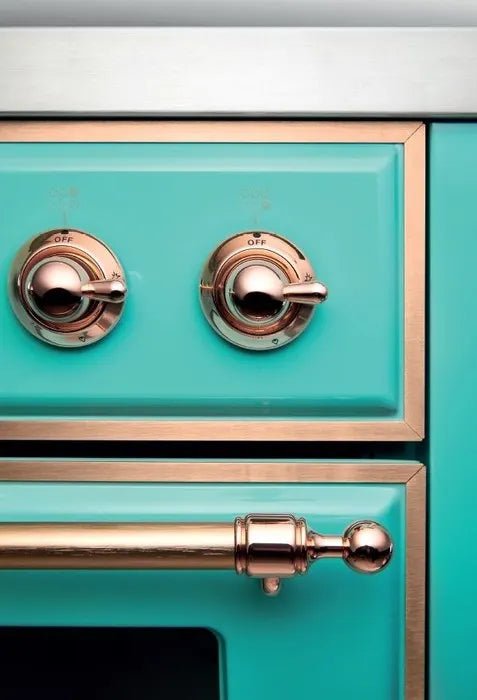 ILVE 36 Inch Majestic II Dual Fuel Range with Brass Trim in Midnight Blue - Professional Gas & Electric Stove for Gourmet Kitchen Cooking, Baking & Entertaining