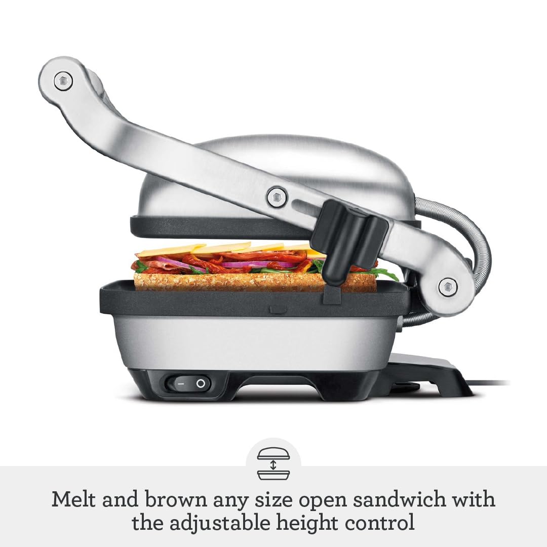 Sage SSG600BSS Stainless Steel Sandwich Press Maker - Perfect for Grilled Cheese, Paninis & Breakfast - Ideal for Home, Office & Small Cafes