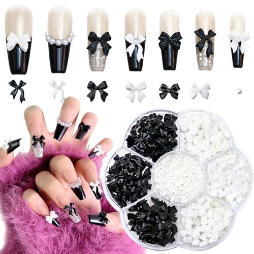 02 Bow Nail Charms | Blacks | Whites