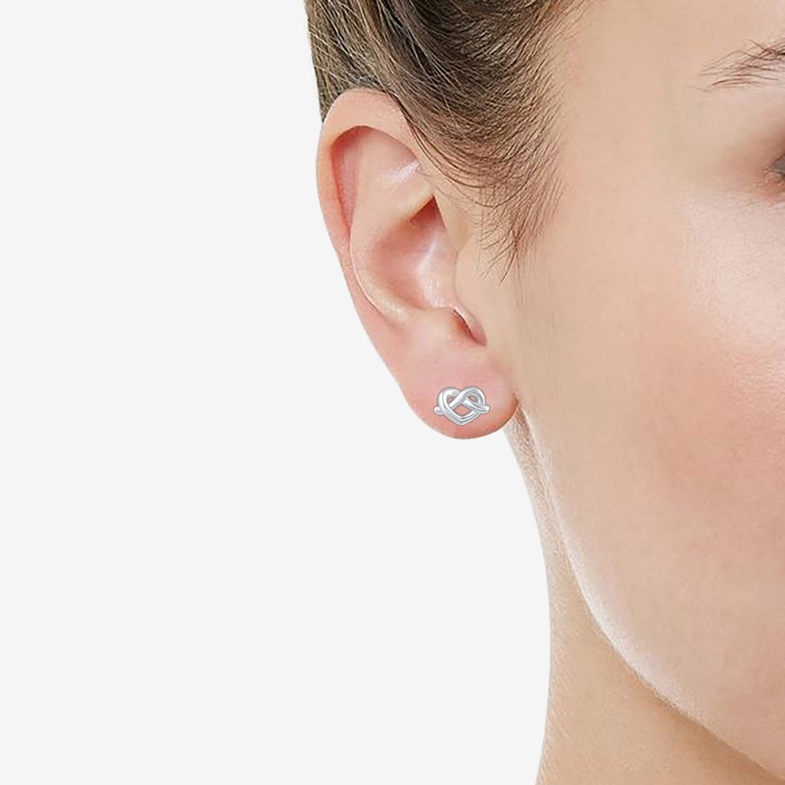 925 Sterling Silver Heart Knot Swirl Stud Earrings - Romantic Gift for Women, Perfect for Valentine's Day, Anniversary & Date Night Jewelry