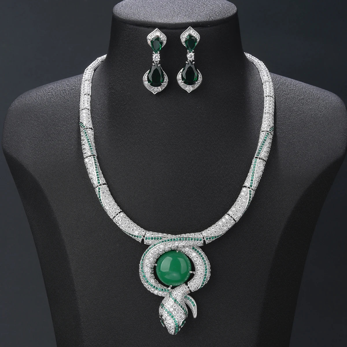 Luxury Cubic Zirconia Snake Jewelry Set - Women's Animal Print Necklace & Earrings for Party, Wedding, Evening Wear & Costume Accessories | CN11467