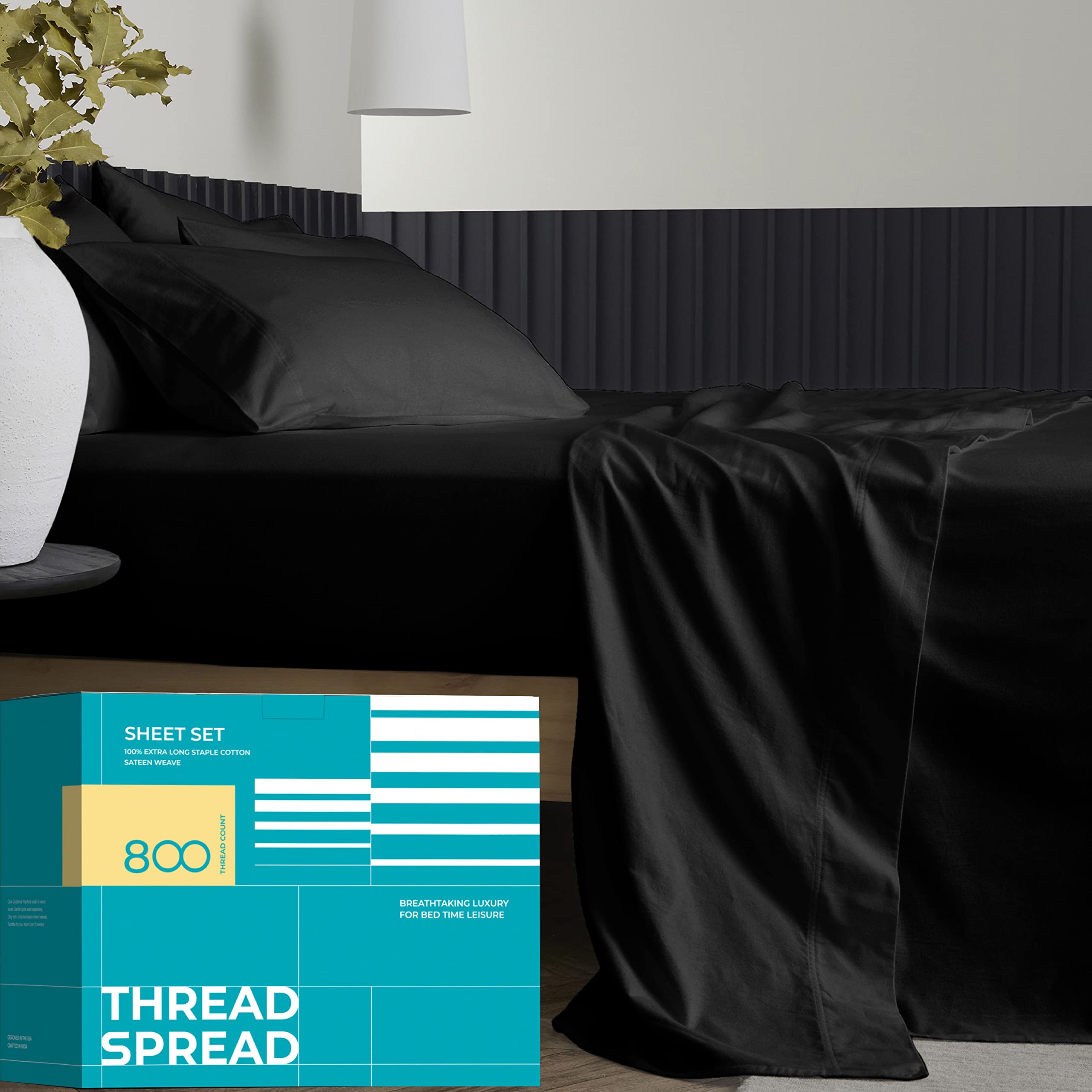 Premium 800 Thread Count Egyptian Cotton Twin Size Bed Sheet Set (3-Piece) - Soft Sateen Weave, 16