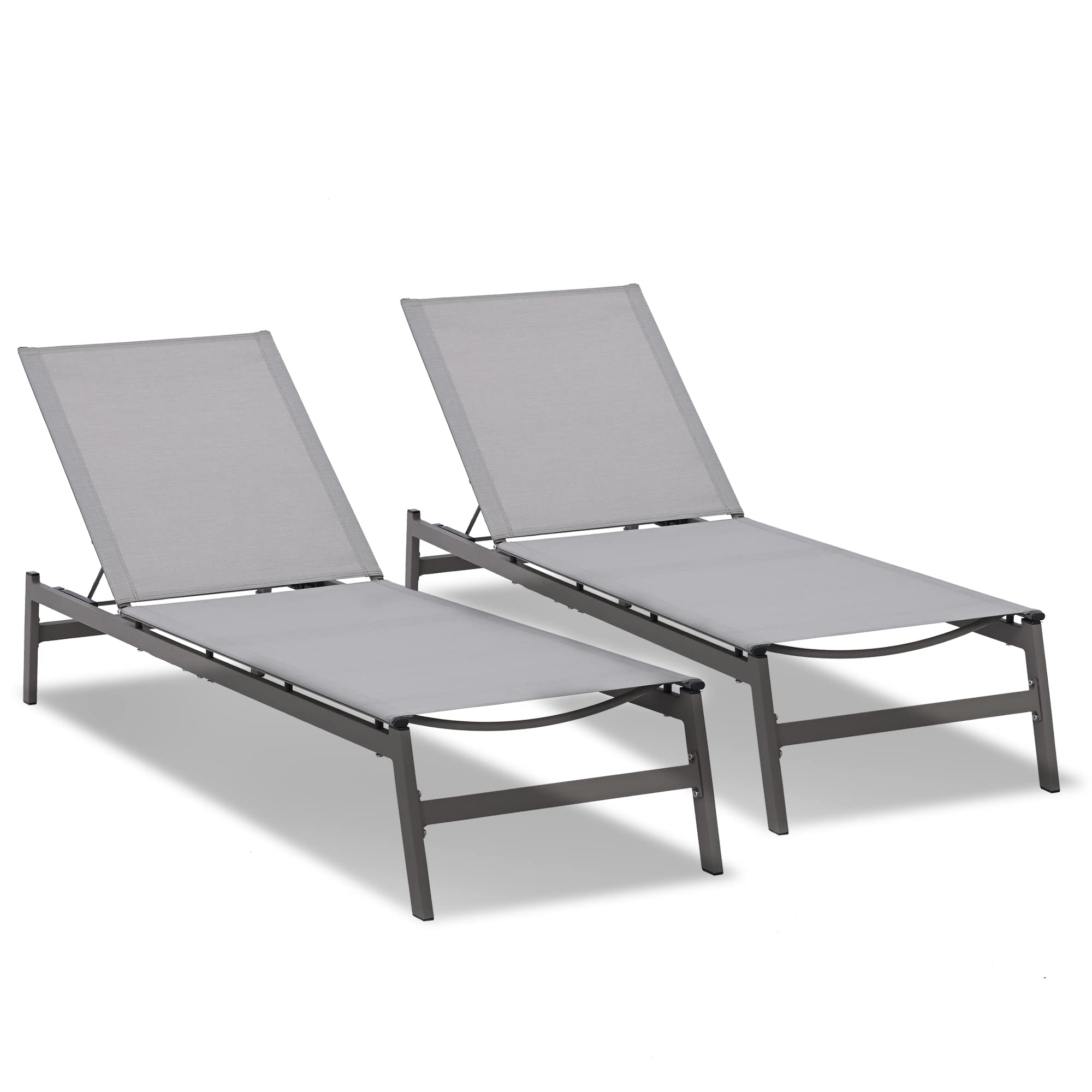 HAPPATIO Patio Chaise Lounge Chair - Breathable Textilene Fabric, All-Weather Outdoor Recliner for Poolside, Beach & Backyard (Light Gray) - Perfect for Sunbathing, Relaxing & Outdoor Lounging