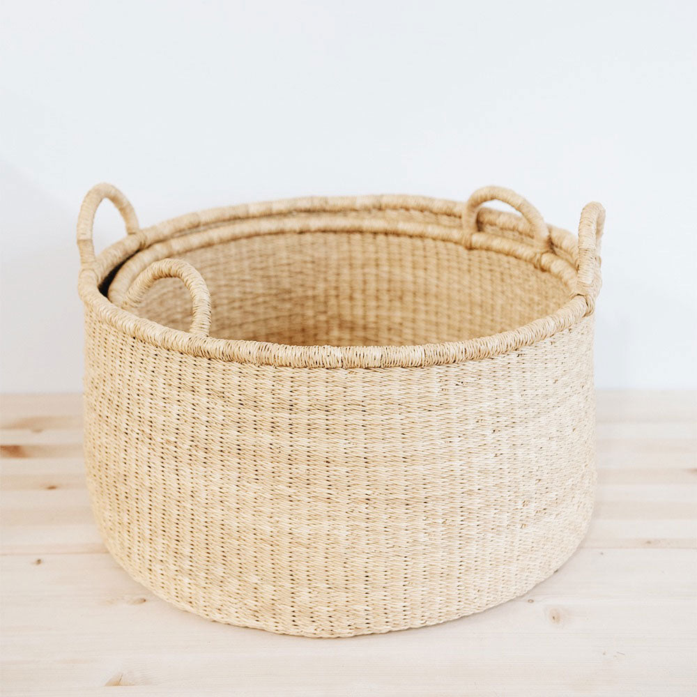 Stylish Poppy Floor Basket Medium - Handwoven Storage Basket for Home Decor, Organizing Blankets, Toys & More | Perfect for Living Room, Bedroom & Nursery