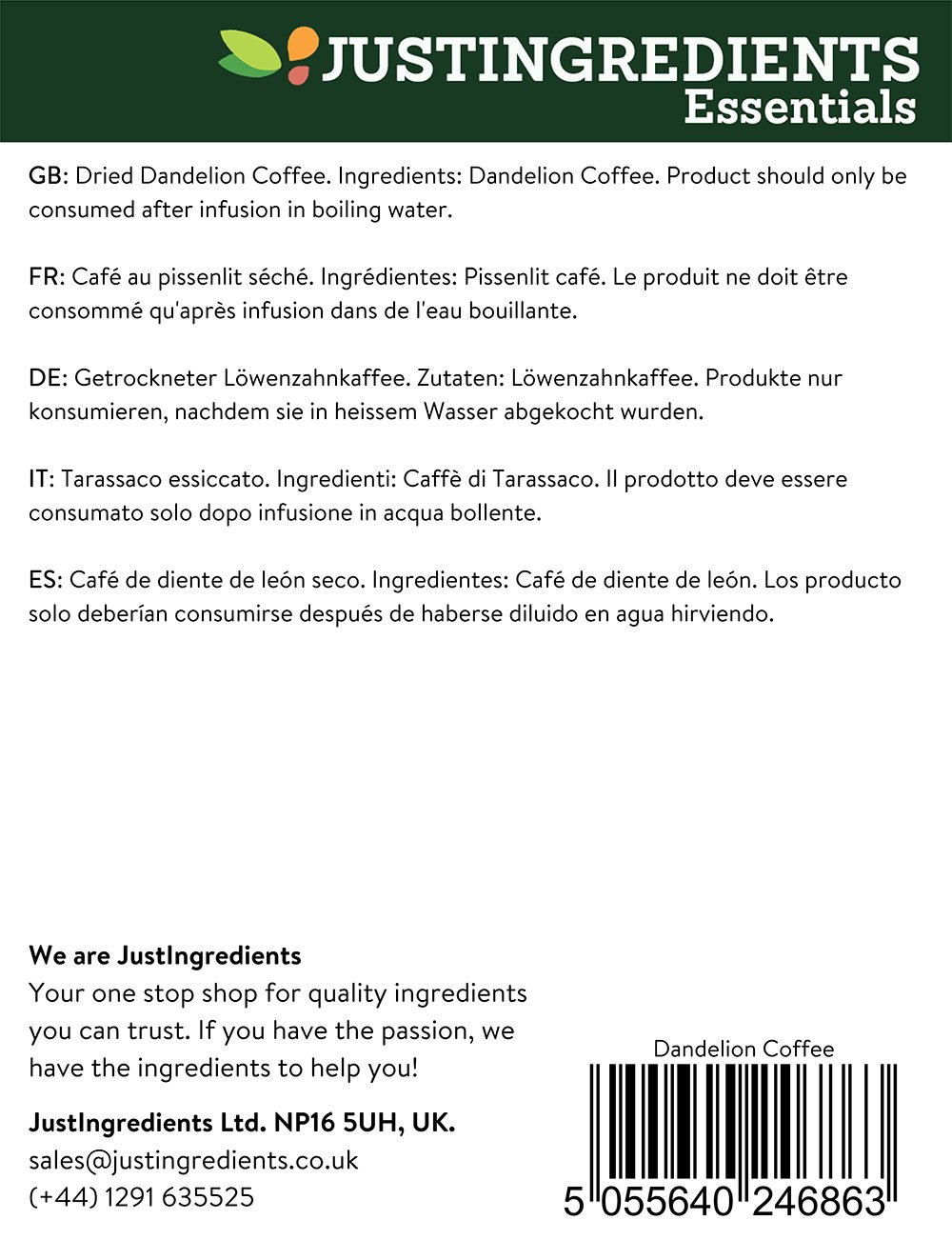 Organic Dandelion Root Coffee 1kg - Caffeine-Free Herbal Coffee Alternative for Detox & Digestion - Perfect for Morning Brew, Afternoon Pick-Me-Up & Wellness Lifestyles