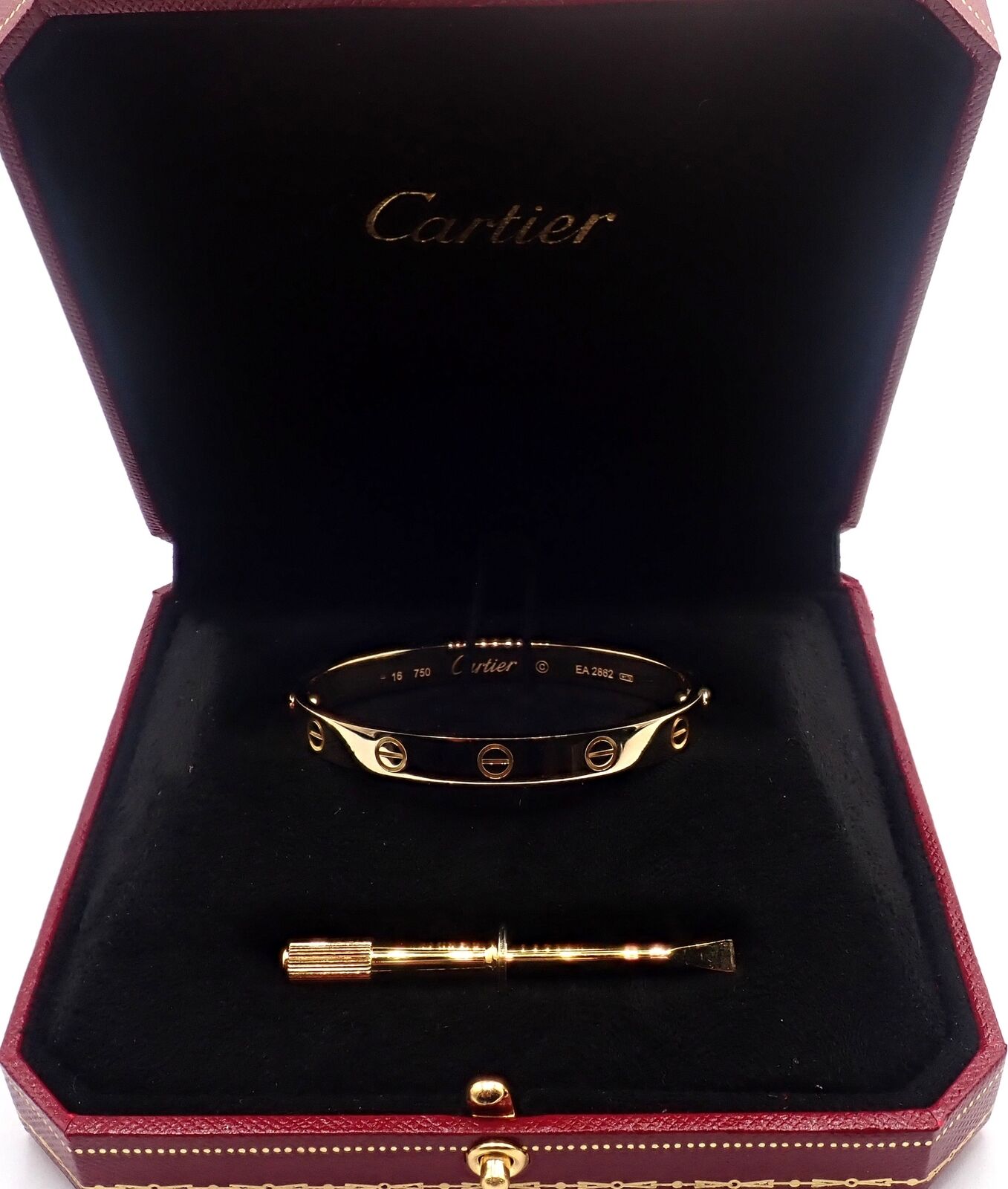 Authentic Cartier 18K Yellow Gold Love Bangle Bracelet Size 16 - Luxury Jewelry Gift for Women, Anniversary & Special Occasions