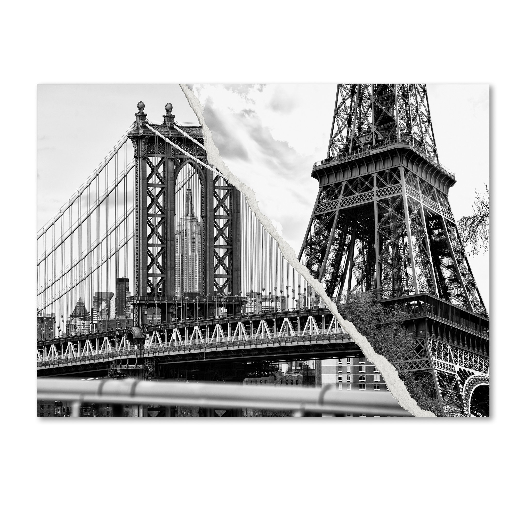 The Tower and the Bridge by Philippe Hugonnard - 35x47 Inch Large Canvas Wall Art, Modern Home Decor for Living Room, Bedroom & Office - Premium Stretched Ready to Hang Wall Painting