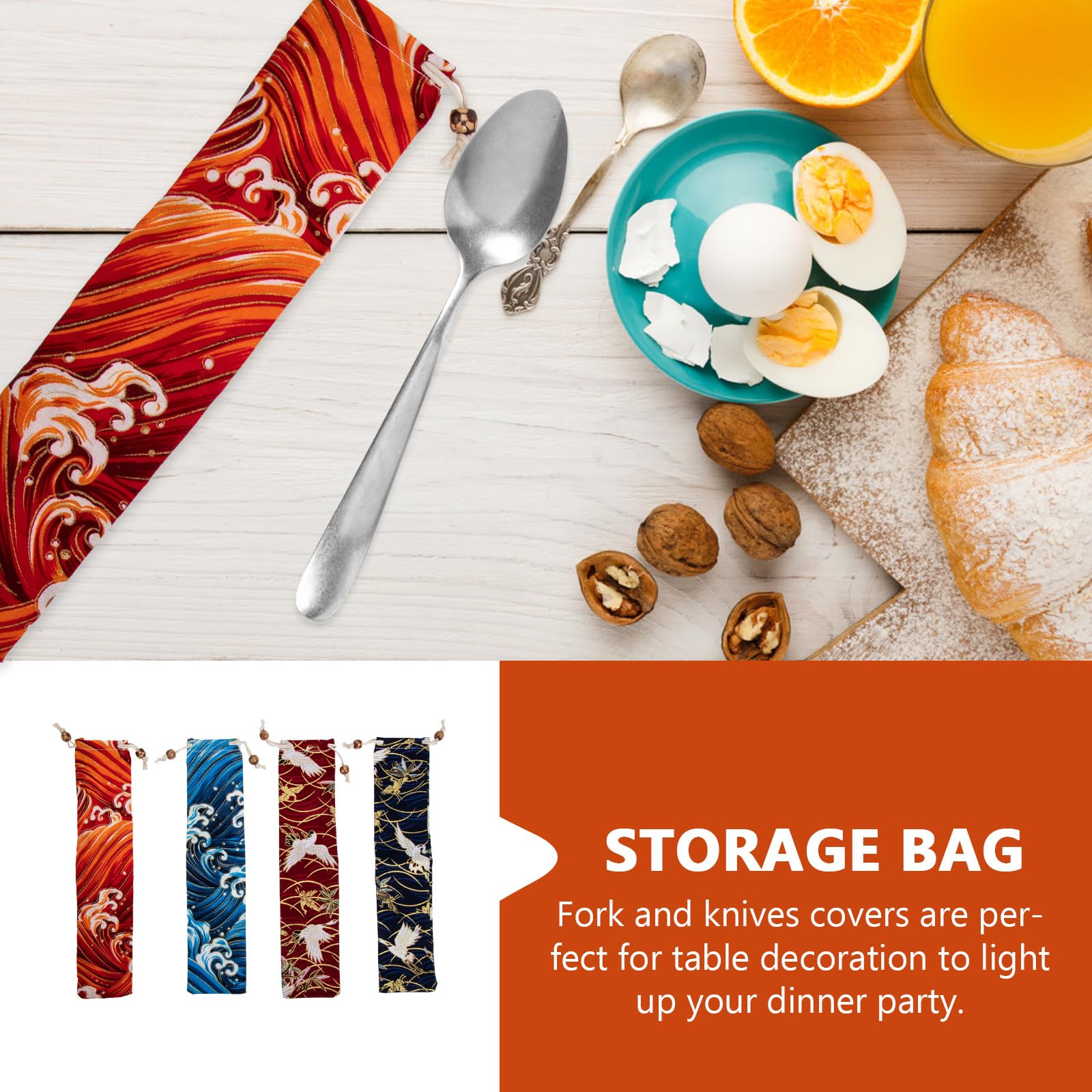 Japanese Style 4-Piece Chopsticks Set with Forks, Storage Pouches & Comb Bag - Cute Straw Wallets for Women | Perfect for Sushi Dining, Picnics & Gift Giving