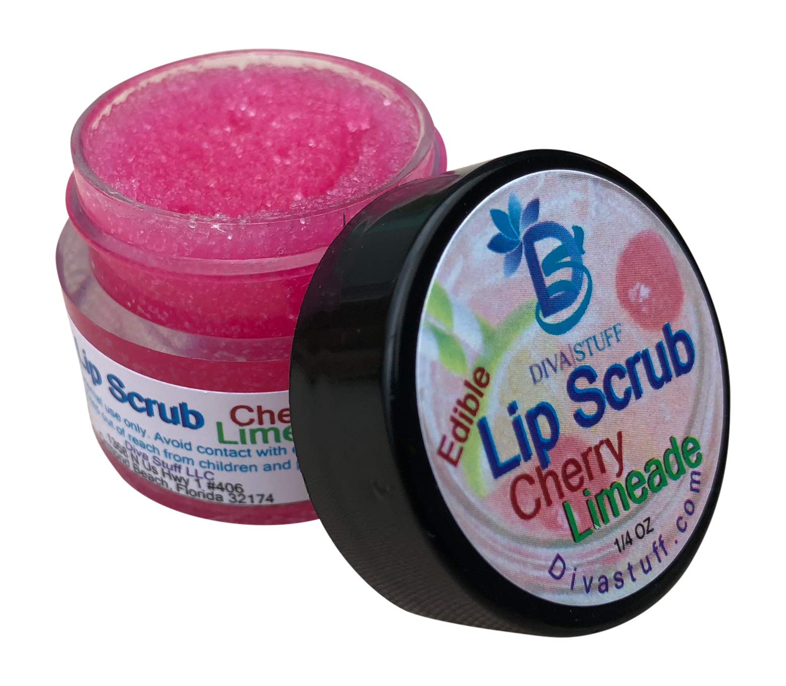 Diva Stuff Ultra Hydrating Lip Scrub - Cherry Limeade Flavor | Gentle Exfoliator & Moisturizer for Soft Lips | ¼ oz Made in USA | Perfect for Dry Lips Care & Pre-Lipstick Prep