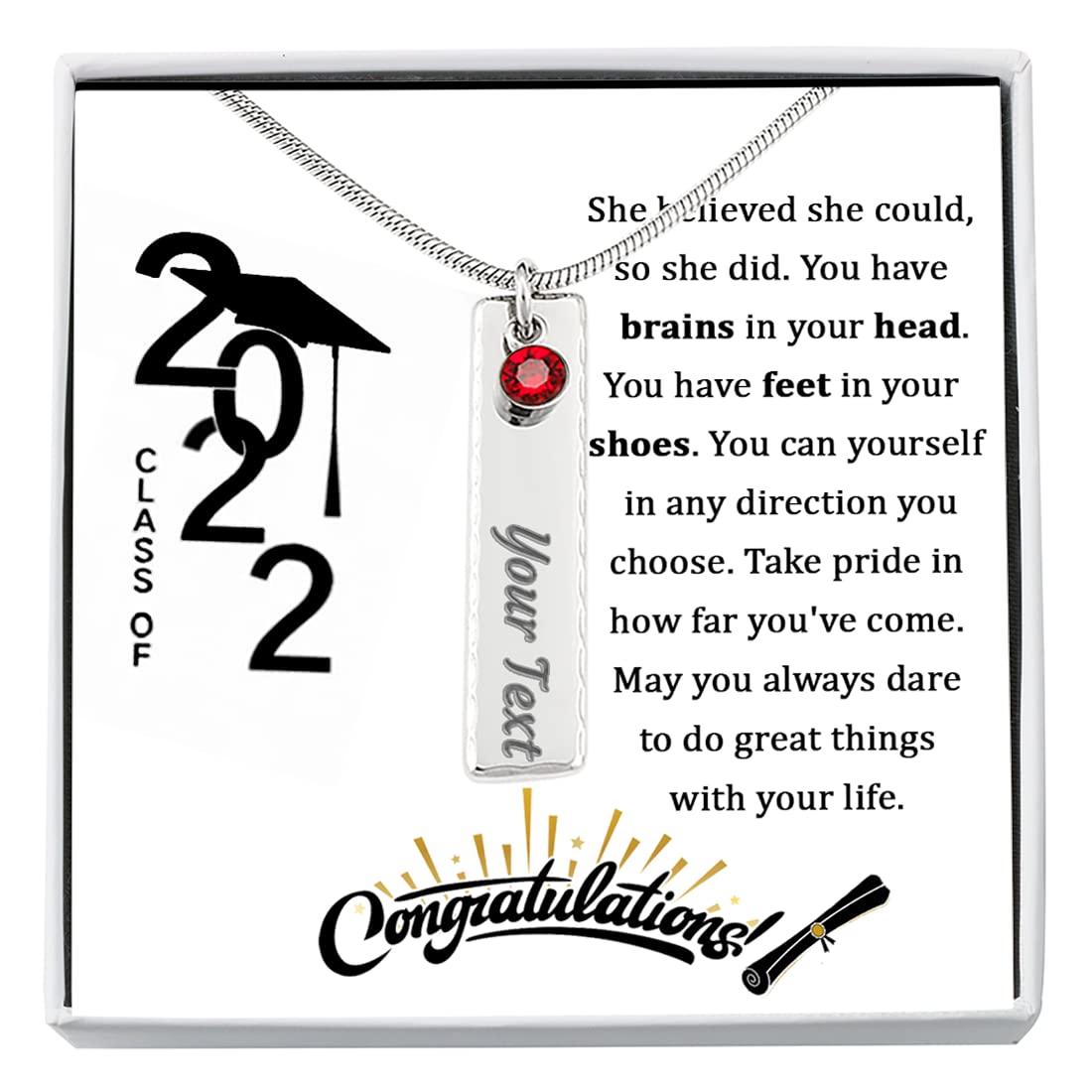 Personalized Graduation Birthstone Necklace - Meaningful Sister Graduation Gift for College, High School & Senior - Class of 2022 Jewelry - Perfect for Commencement Ceremonies & Graduation Parties