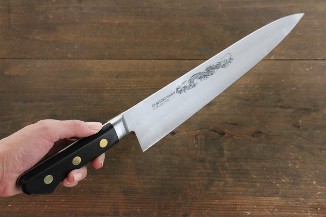 Premium Misono Swedish Steel Gyuto Chef Knife with Dragon Engraving - Professional Japanese Kitchen Knife for Sushi, Meat Cutting & Vegetable Chopping