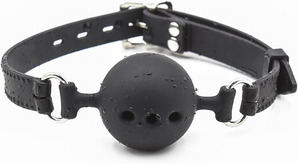 Premium Silicone BDSM Ball Gag with Breathing Holes - Comfortable Bondage Sex Toy for Submissives & Dominants - Perfect for Role Play, Sensory Deprivation & Kink Exploration